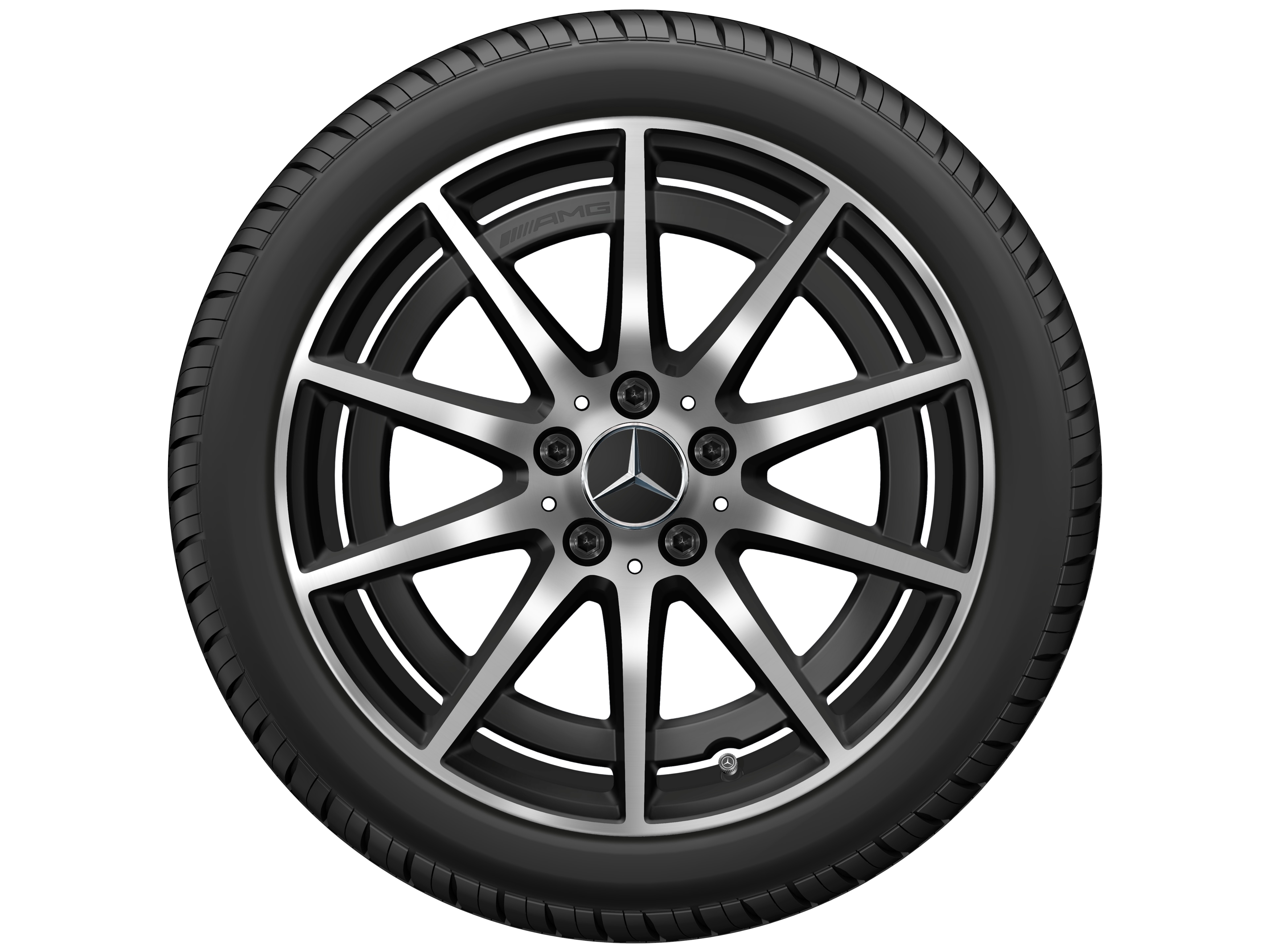 Tienspaaks AMG-wiel, 45,7 cm (18 inch) - 8,5 J x 18 ET 46, Matzwart, glanzend gepolijst