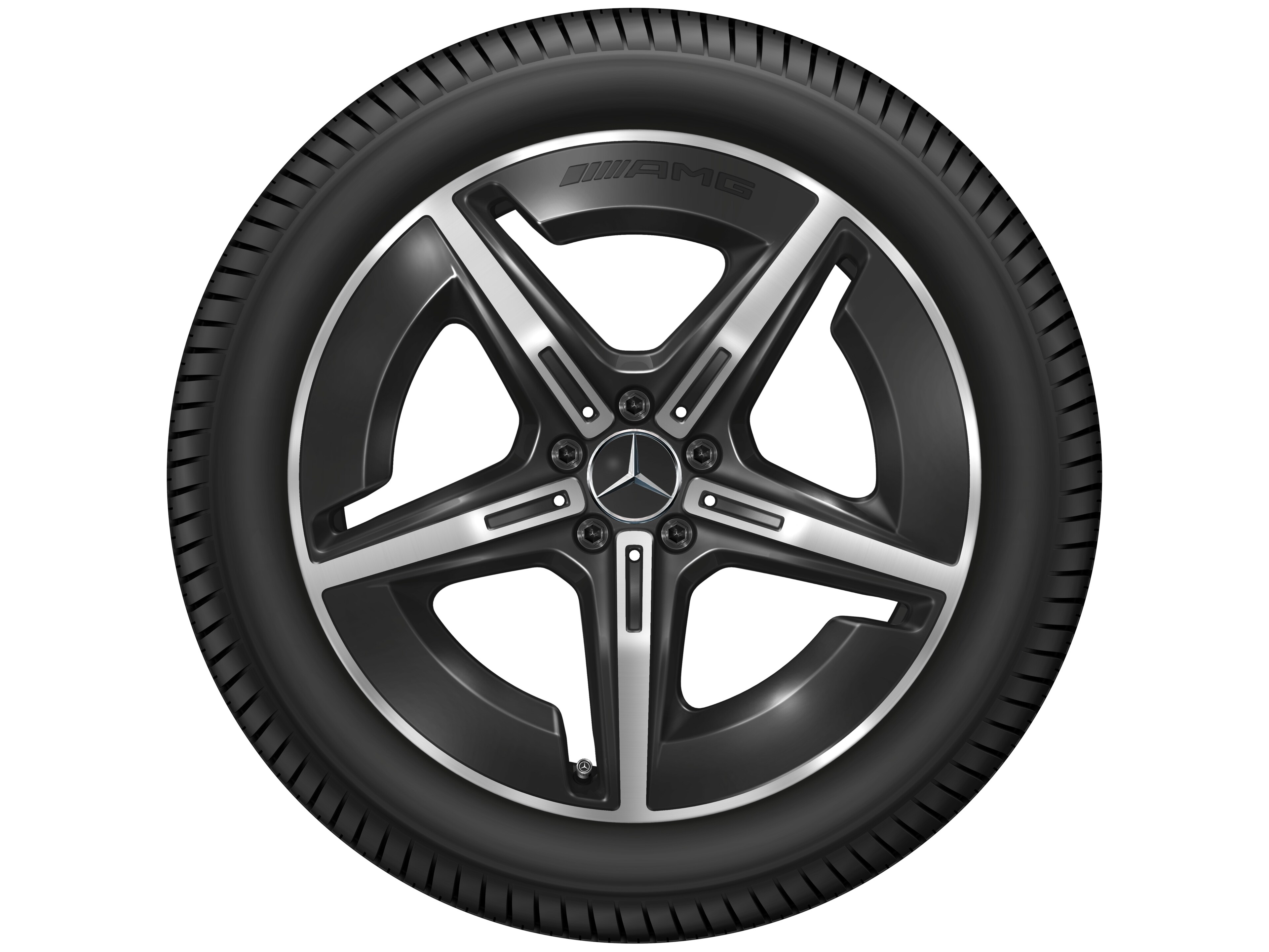 Lichtmetalen AMG-velg, in 5-spaaks design, 50,8 cm (20 inch), aerodynamisch geoptimaliseerd - 8 J x 20 ET 32,7, zwart, glanzend gepolijst