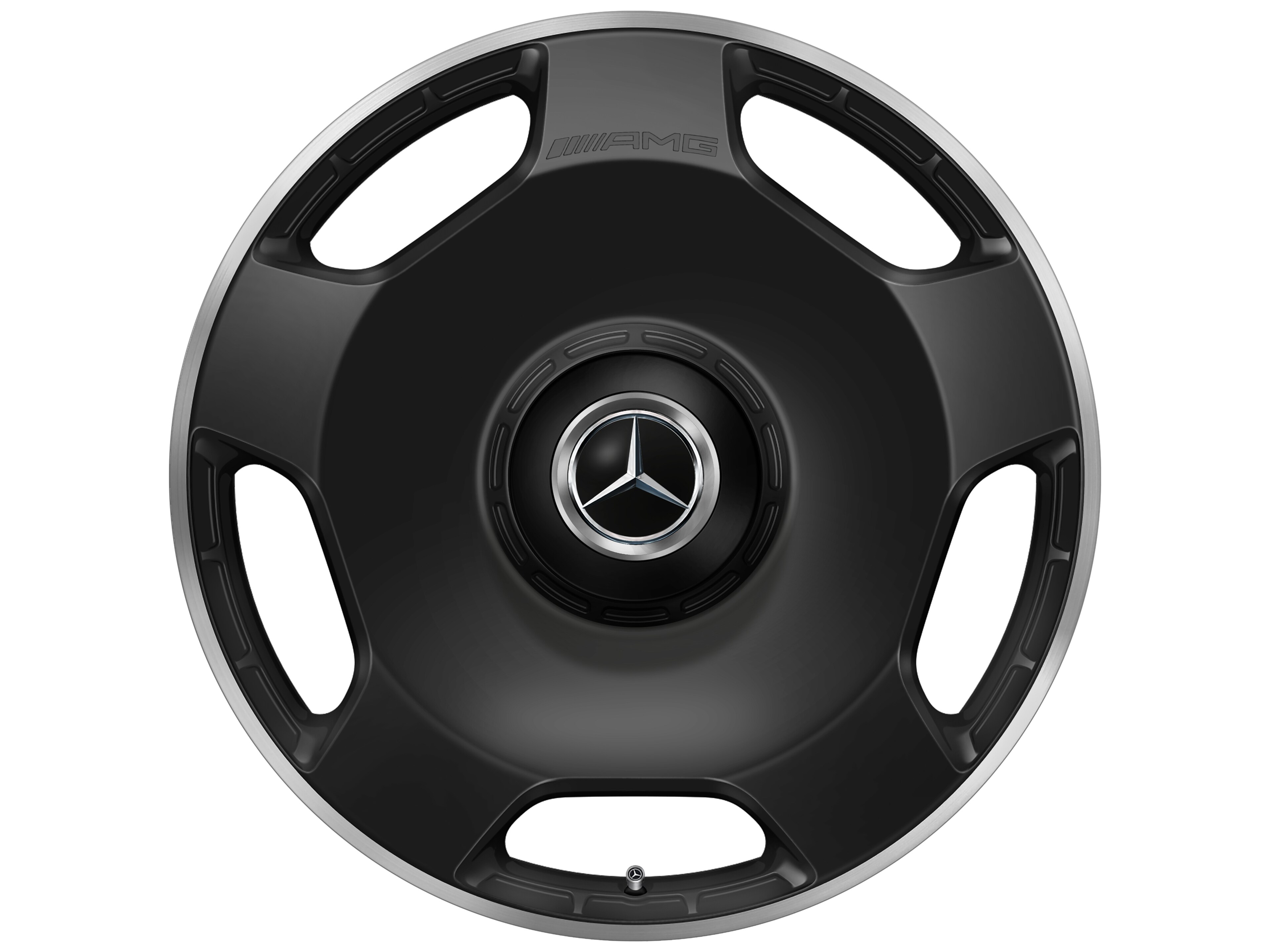 Gesmede AMG-velg in vijfgaats design, 58,4 cm (23 inch), Velgrand glanzend - 10 J x 23 ET 45, Matzwart, wielrand glanzend