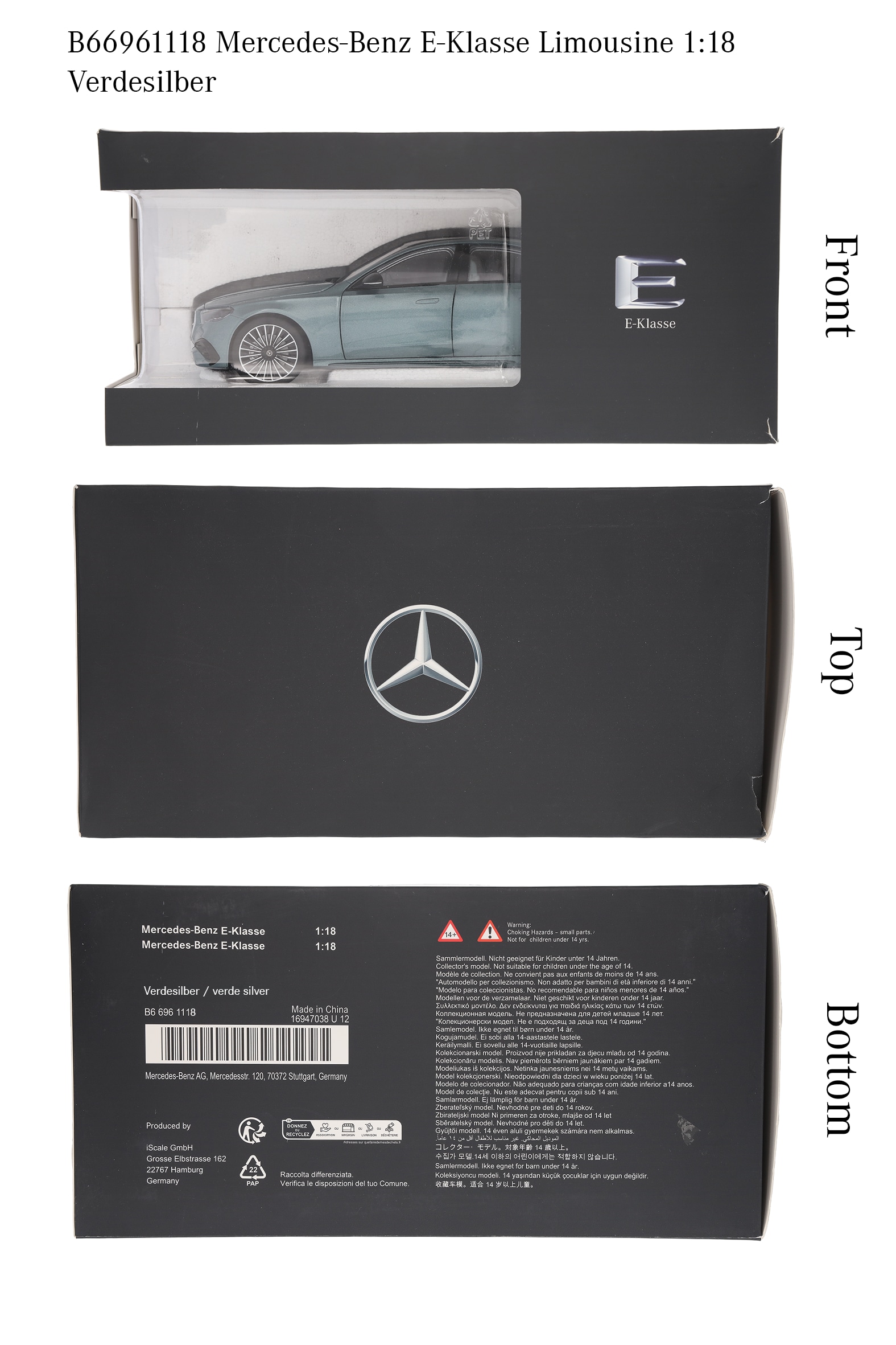 E-Klasse, Limousine, AMG Line, W214 - groenzilver, iScale, 1:18