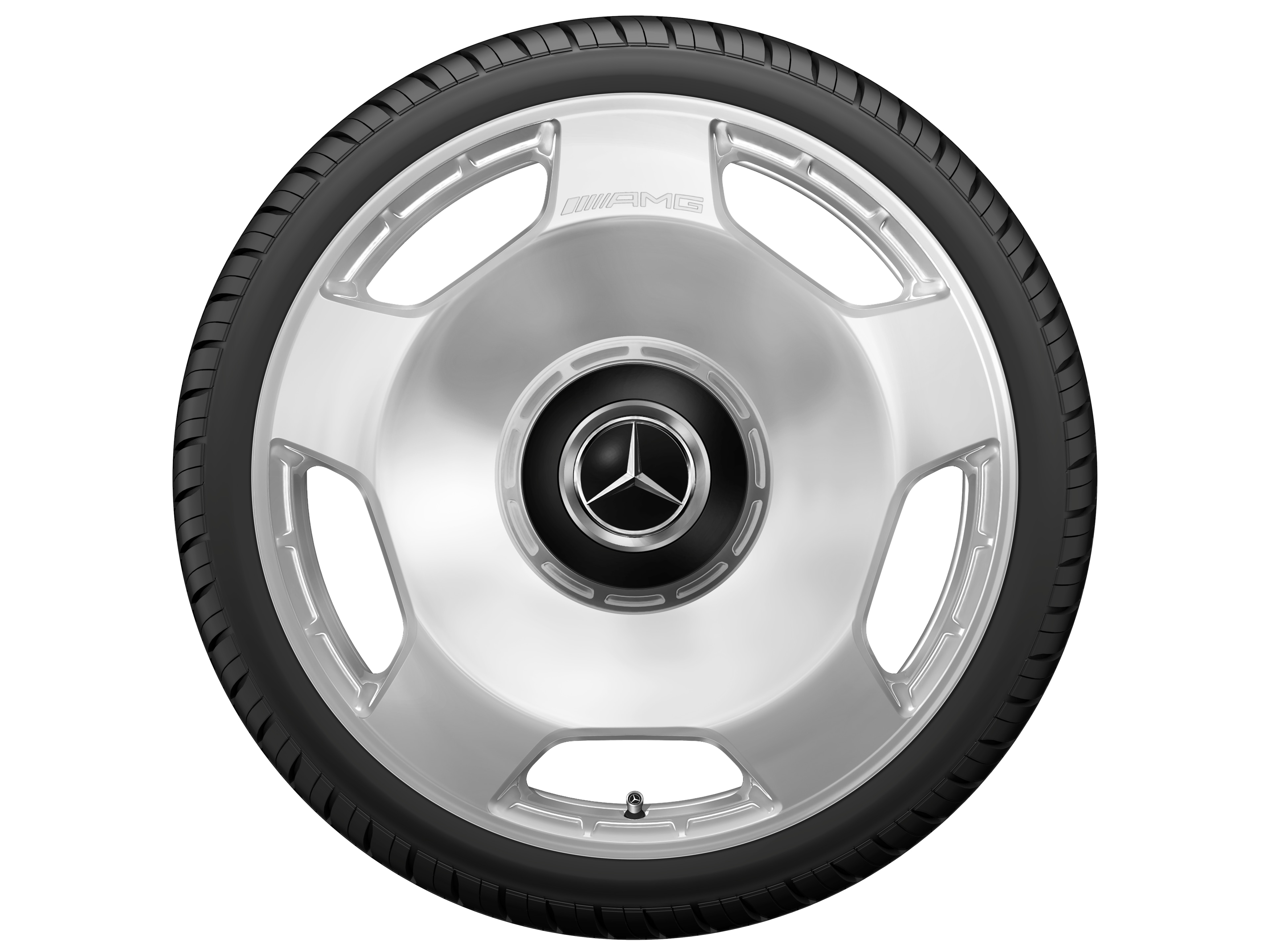 Gesmede AMG-velg in vijfgaats design, 53,3 cm (21 inch) - 10 J x 21 ET 30, zilverkleurig, hoogglanzend gepolijst