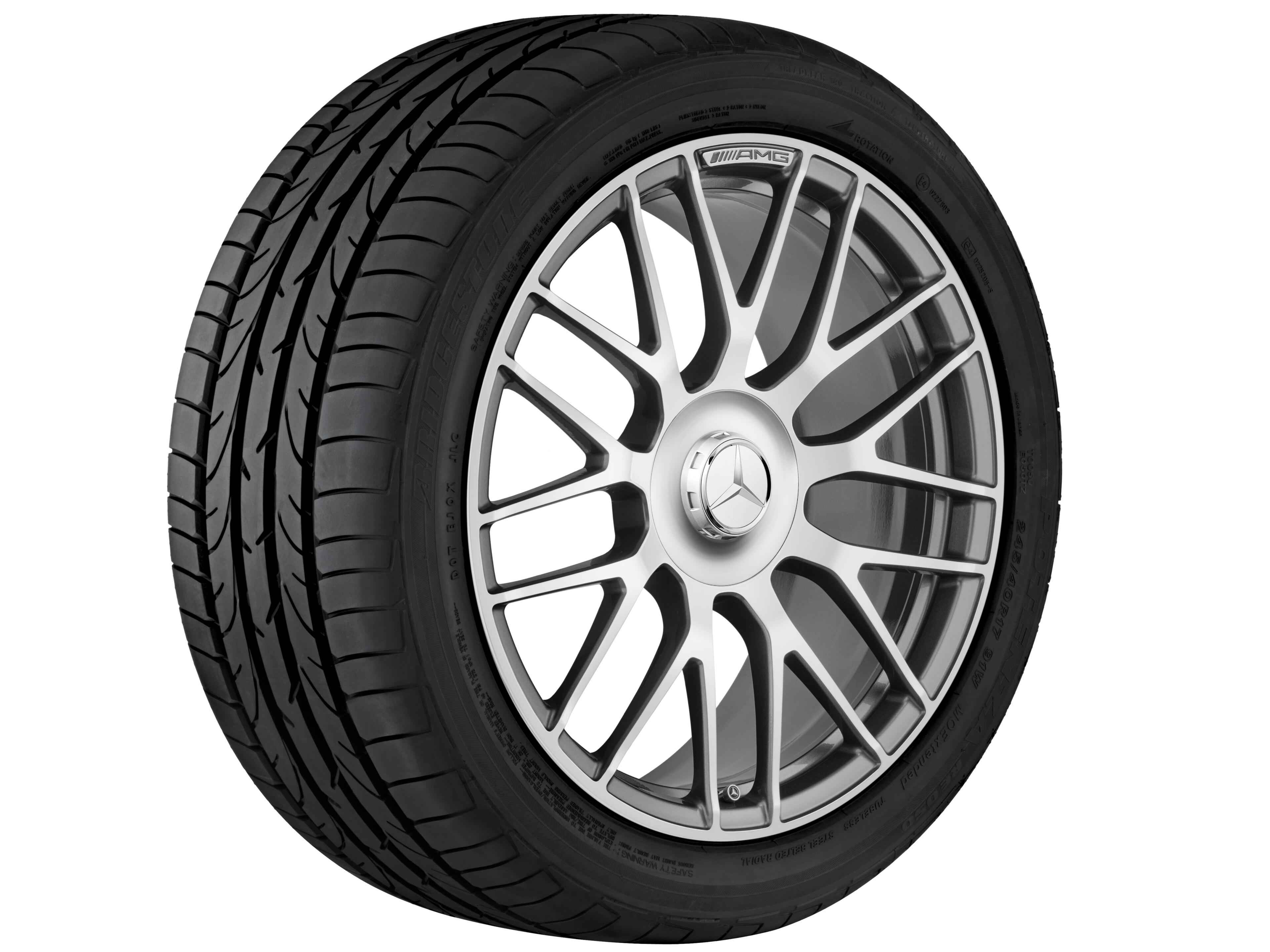 Gesmede AMG-velg In kruisspaak-design, 50,8 cm (20 inch) - 10,5 J x 20 ET 57, titaniumgrijs, glanzend gepolijst