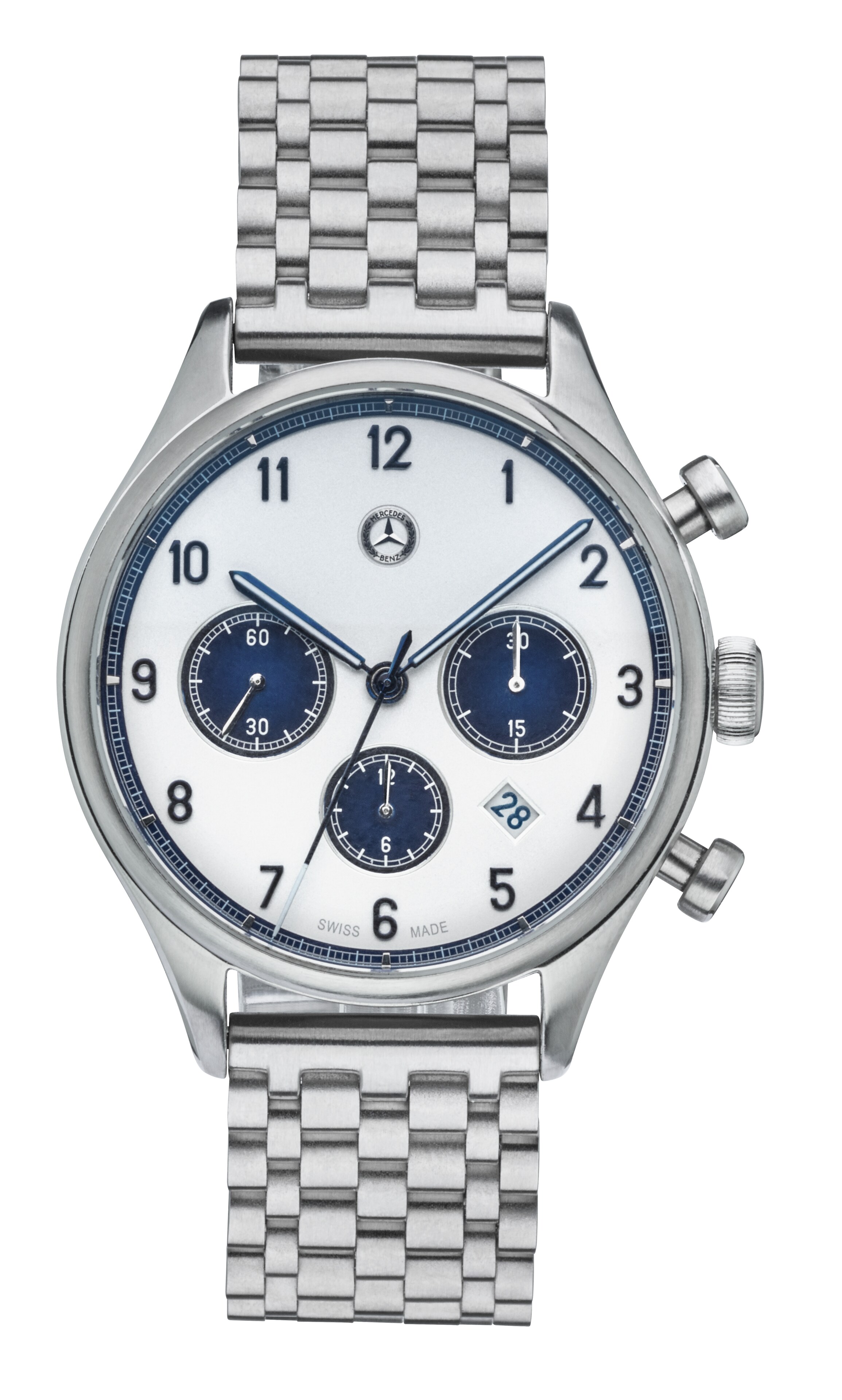 Chronograaf, Heren, Classic automatische versnellingsbak - zilverkleurig / blauw, edelstaal