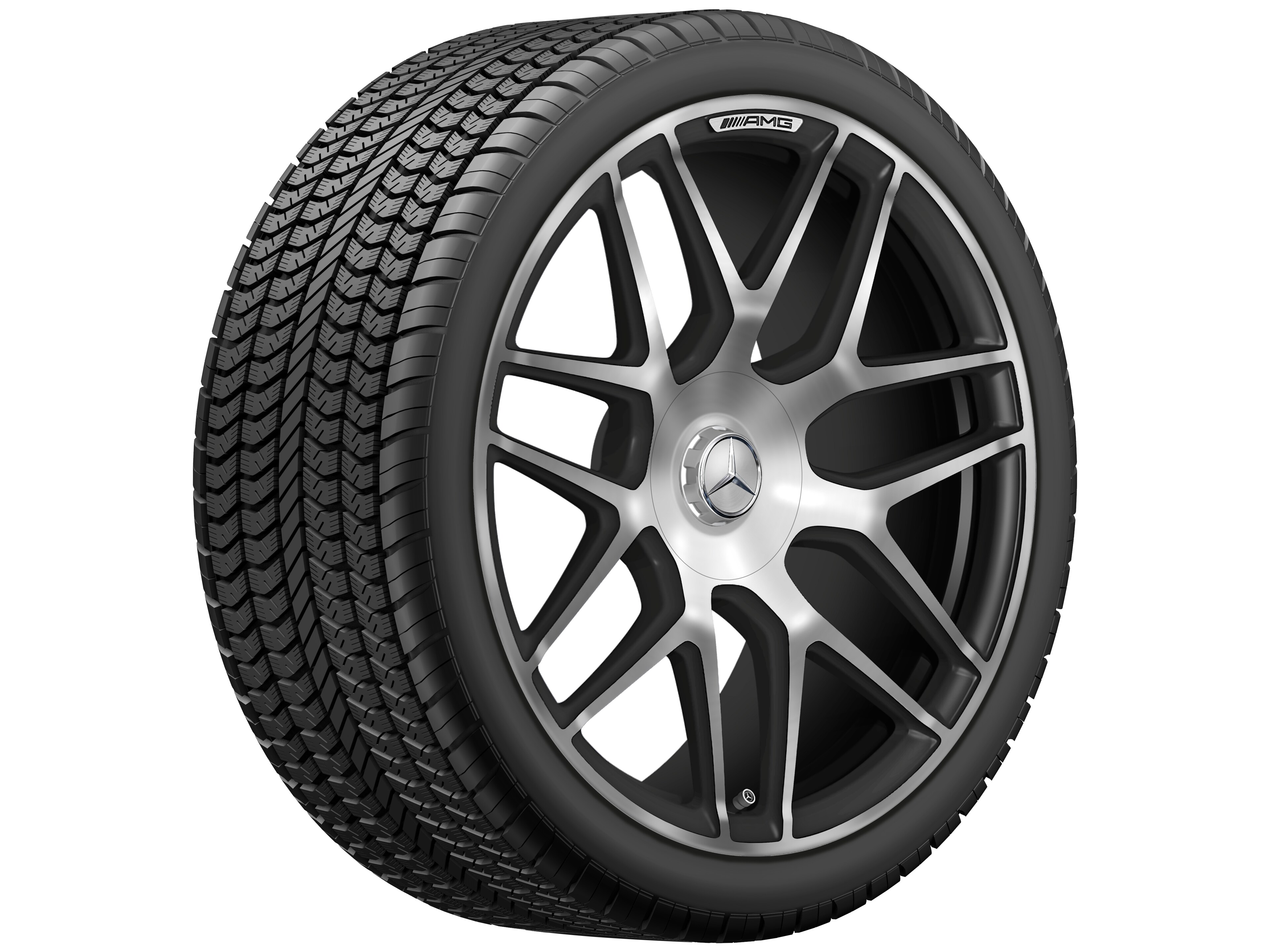 Gesmede AMG-velg In kruisspaak-design, 55,9 cm (22 inch) - 10 J x 22 ET 36, Matzwart, glanzend gepolijst