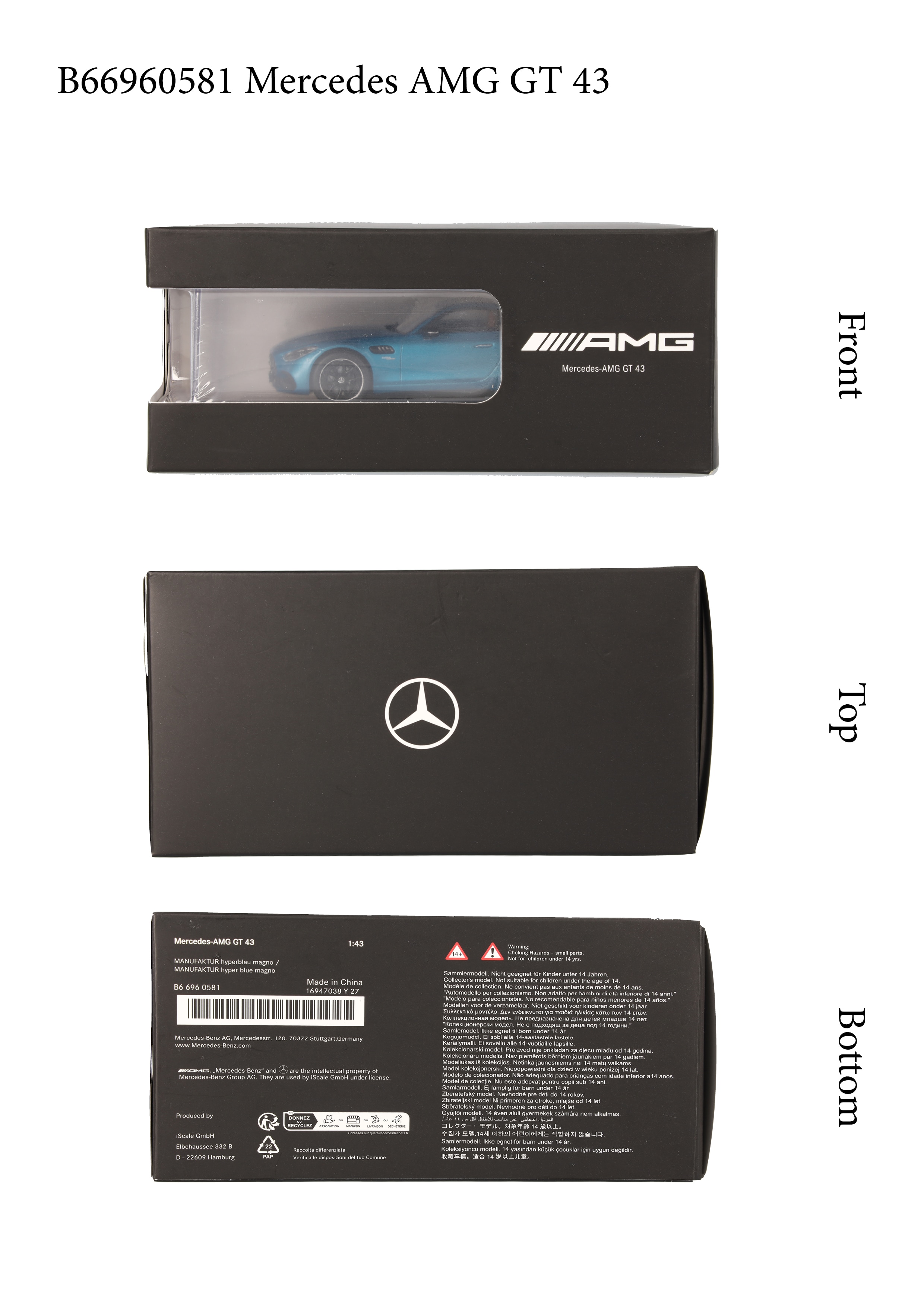 Mercedes-AMG GT 43, C192 - hyperblauw, iScale, 1:43