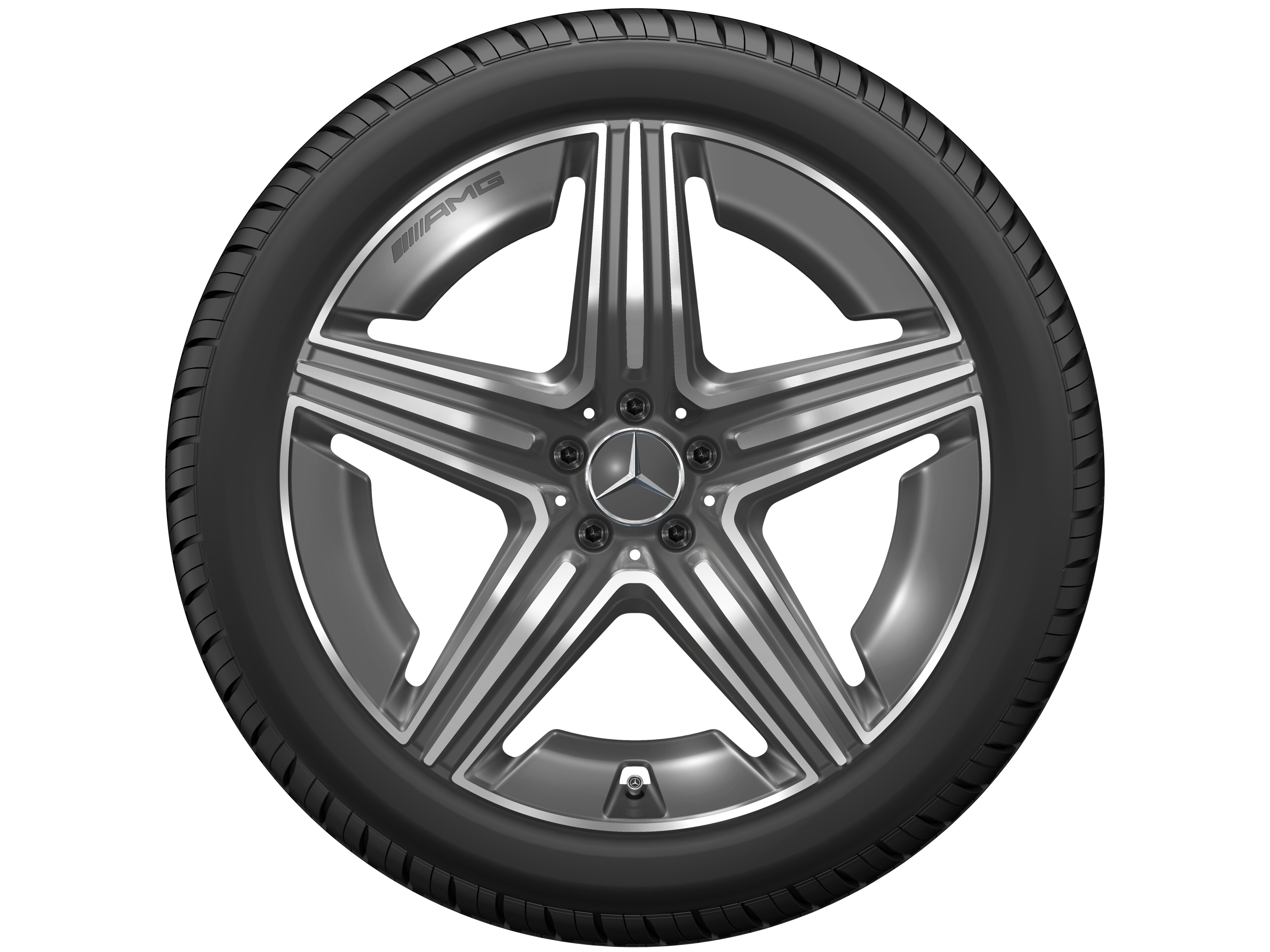 Vijf-dubbelspaaks AMG-wiel, 53,3 cm (21 inch) - 11 J x 21 ET 49, tantaalgrijs, glanzend gepolijst