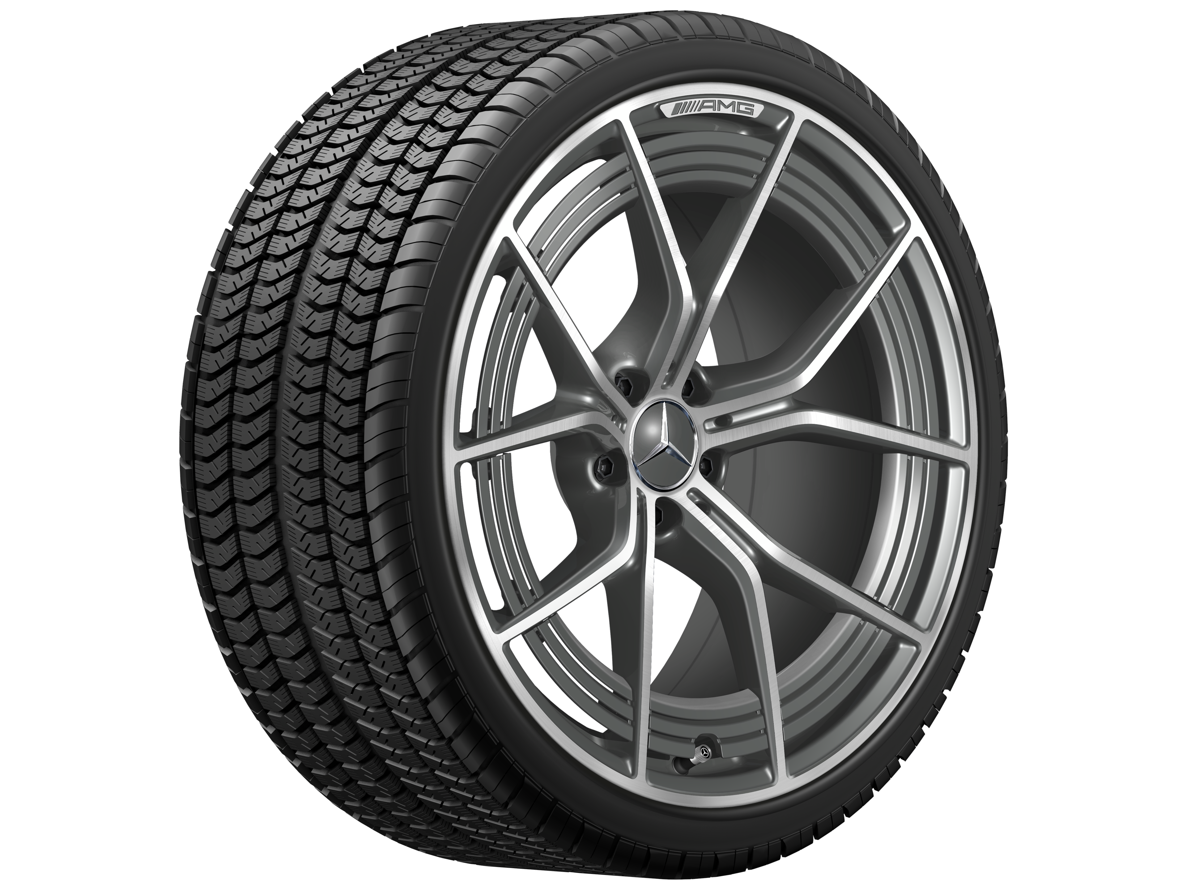 Gesmede AMG-velg in vijf-dubbelspaaks design, 53,3 cm (21 inch) - 11 J x 21 ET 60, tantaalgrijs, glanzend gepolijst