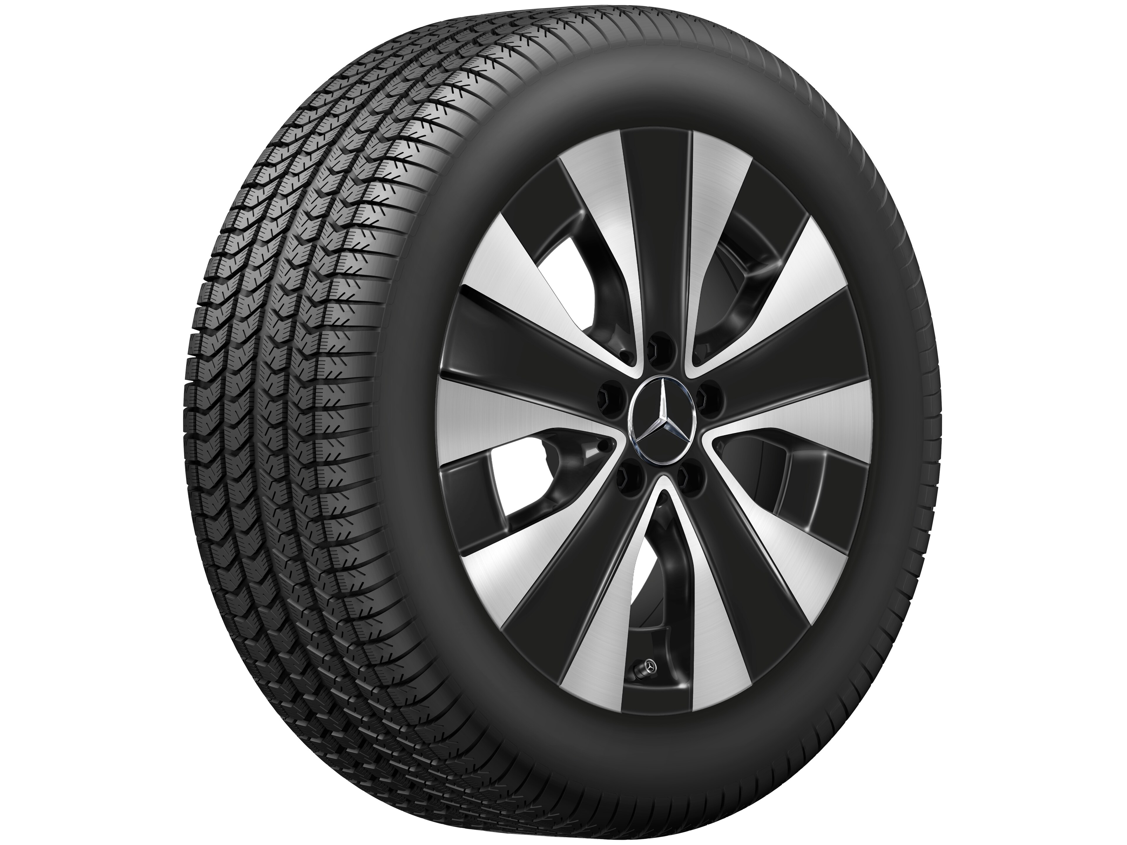 5-spaaks wiel, 43,2 cm (17 inch), Aero - 7 J x 17 ET 51, zwart, glanzend gepolijst