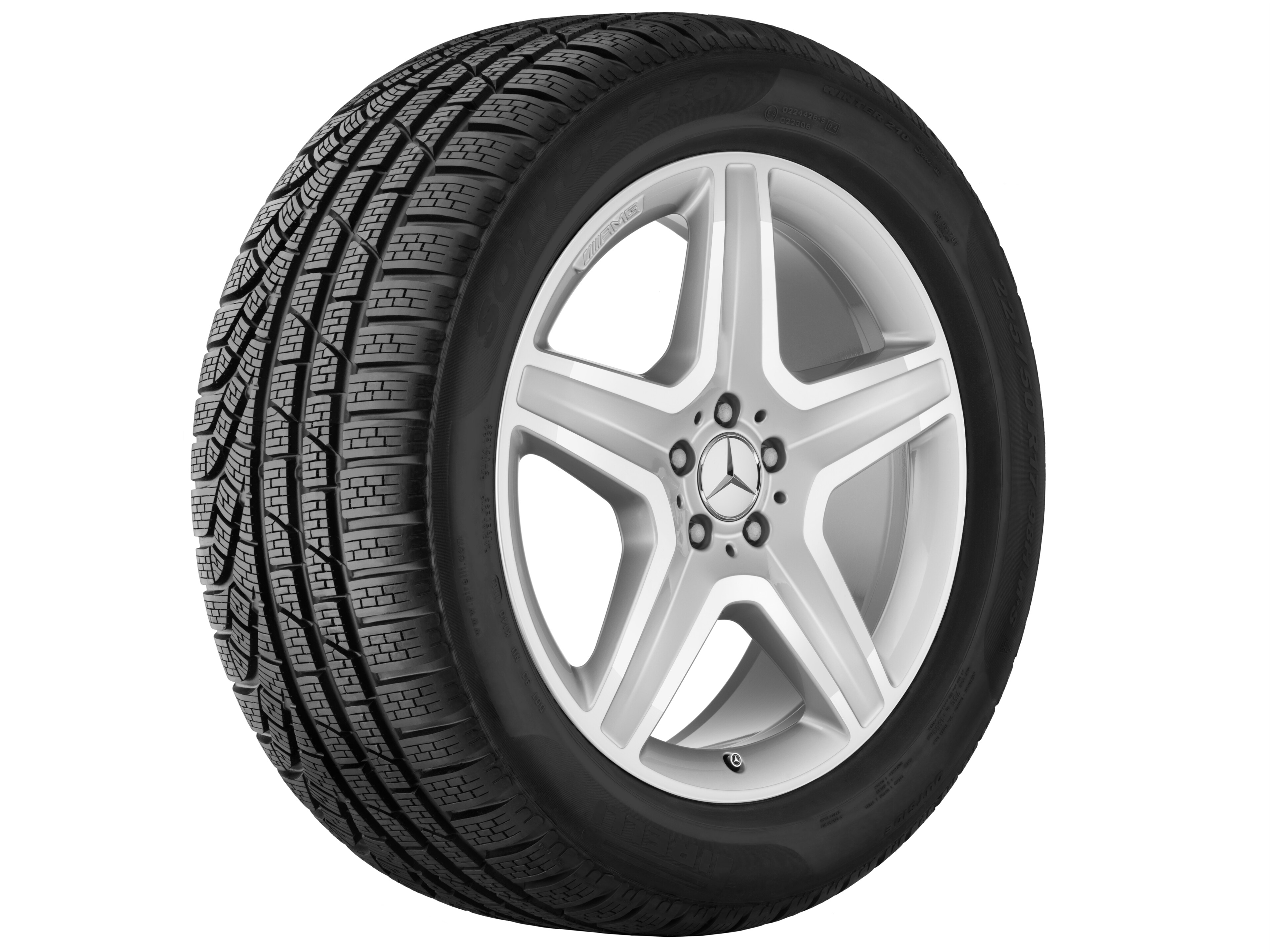 Vijfspaaks AMG-wiel, 50,8 cm (20 inch) - 9 J x 20 ET 57, zilverkleurig, glanzend gepolijst