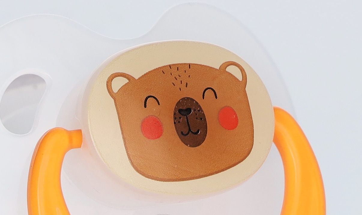 Speen, Bos - wit translucent / oranje, kunststof / silicone, BABY-NOVA