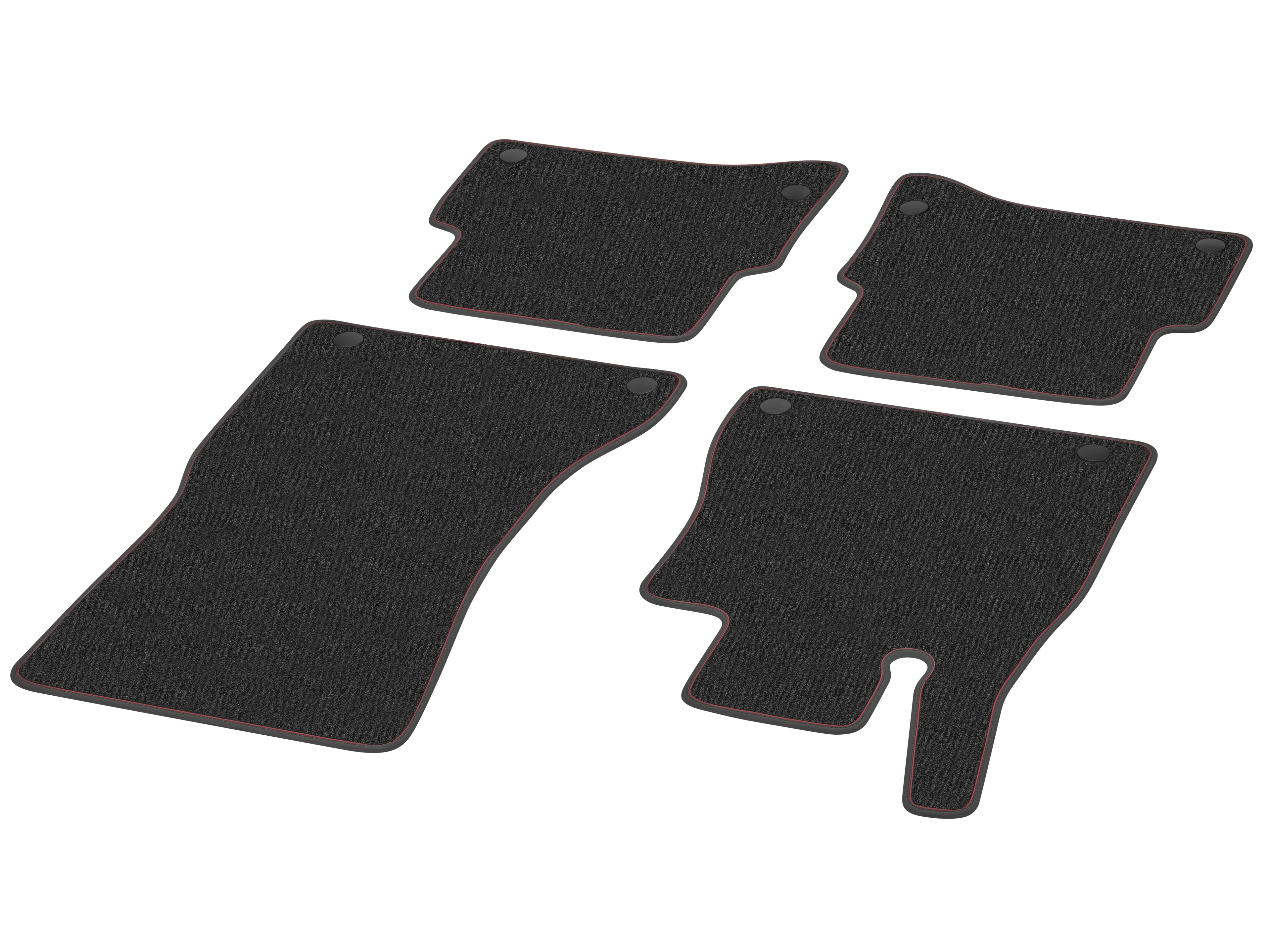 Vloermatten Set, Vierdelig, Exclusiefpakket P34 - Rechtse besturing, zwart / karmijnrood
