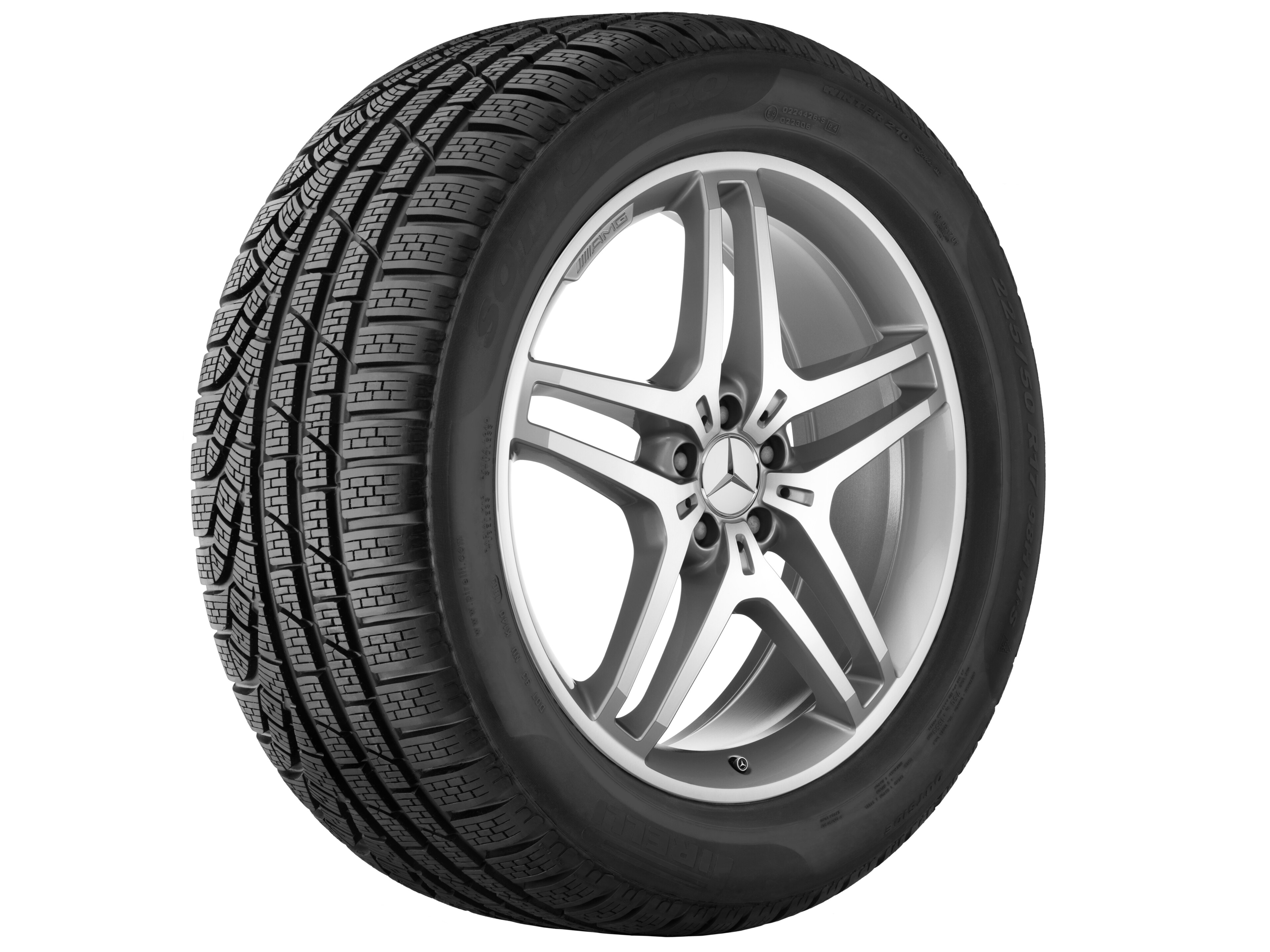 Vijf-dubbelspaaks AMG-wiel, 53,3 cm (21 inch) - 9 J x 21 ET 53, zilverkleurig, glanzend gepolijst