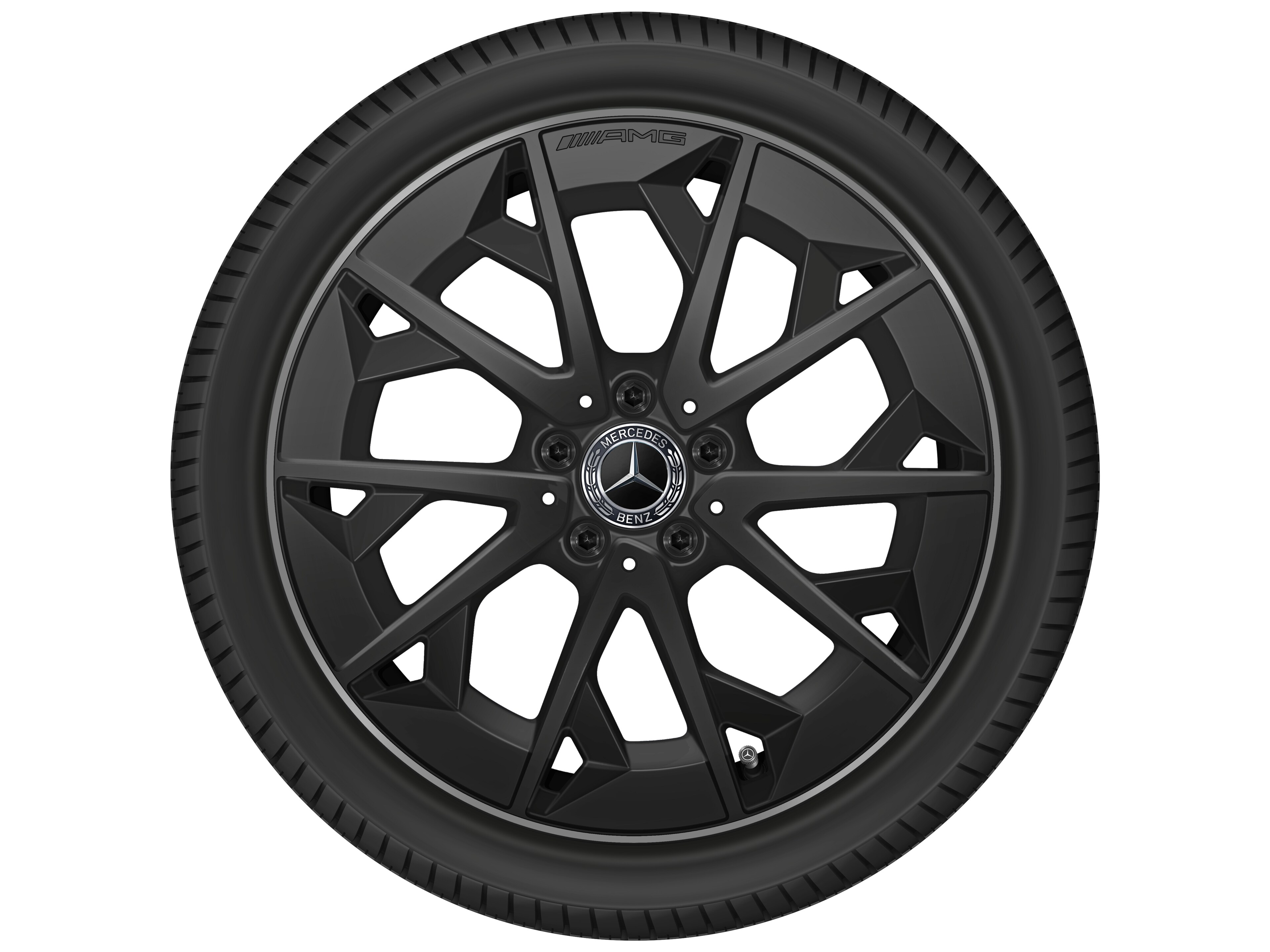 Lichtmetalen AMG-velg, In kruisspaak-design, 48,3 cm (19 inch) - 7,5 J x 19 ET 48,4, Matzwart / techgoud mat