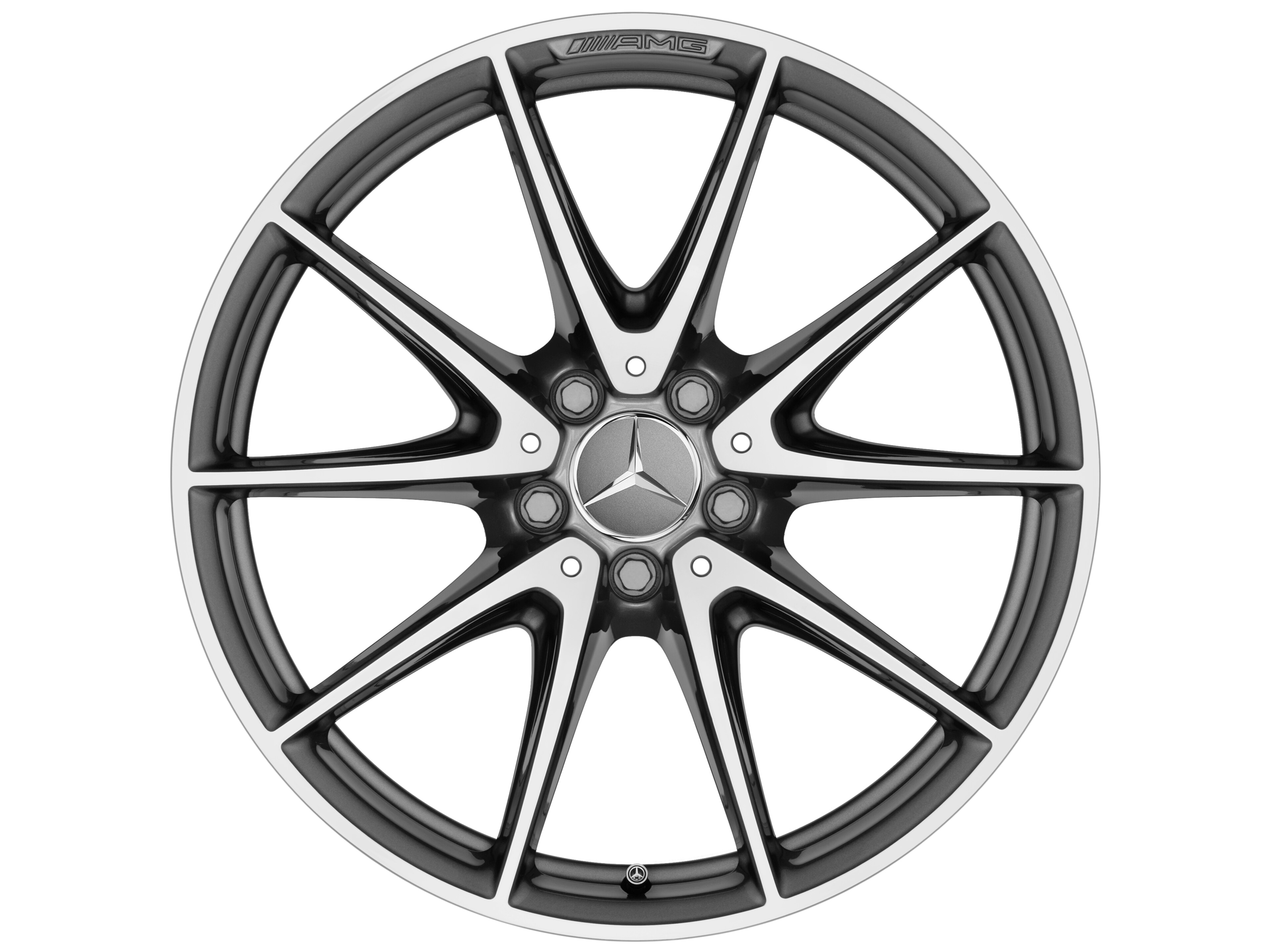 Tienspaaks AMG-wiel, 48,3 cm (19 inch) - 9,5 J x 19 ET 25, titaniumgrijs, glanzend gepolijst