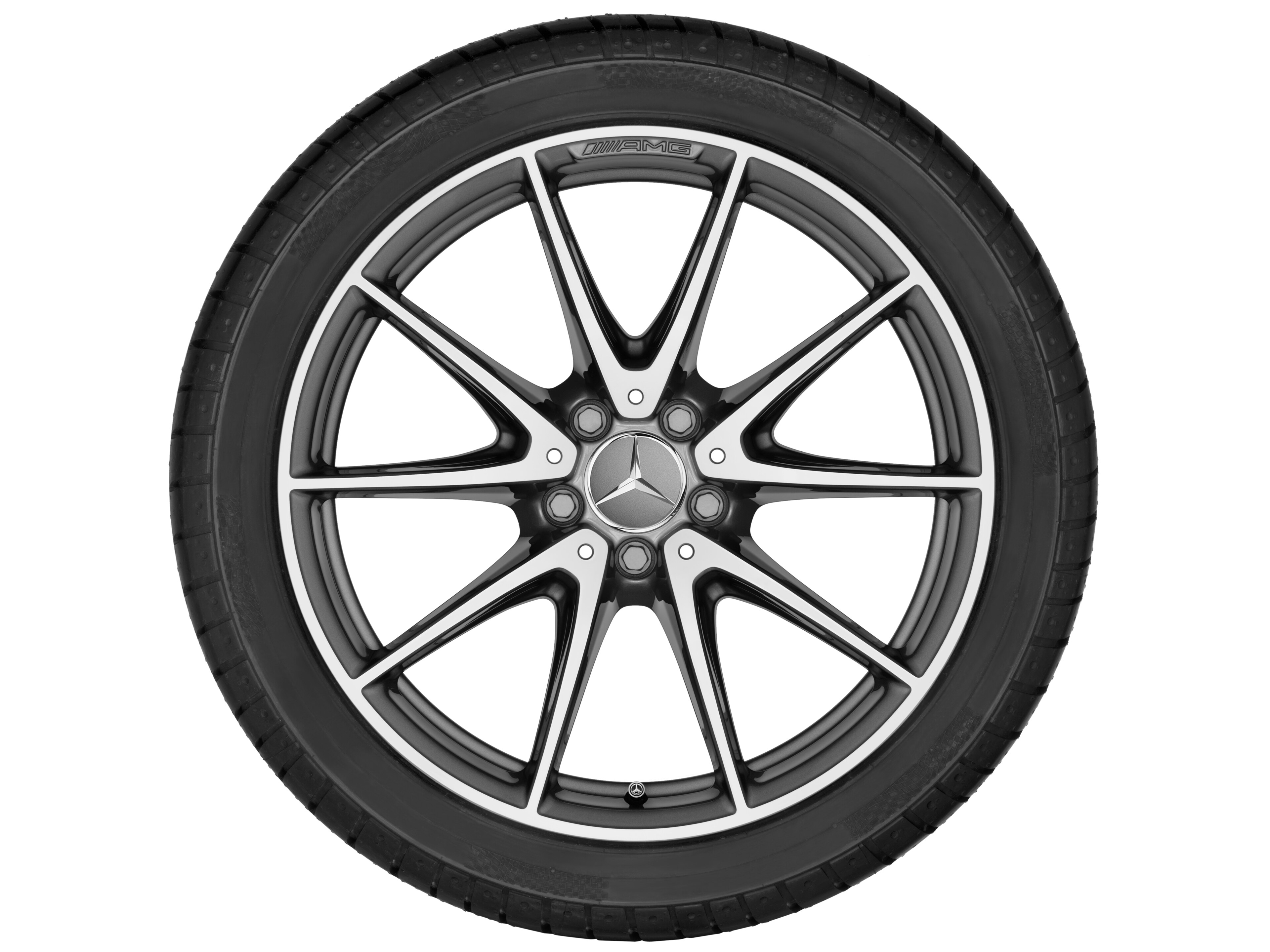 Tienspaaks AMG-wiel, 48,3 cm (19 inch) - 10 J x 19 ET 55, titaniumgrijs, glanzend gepolijst