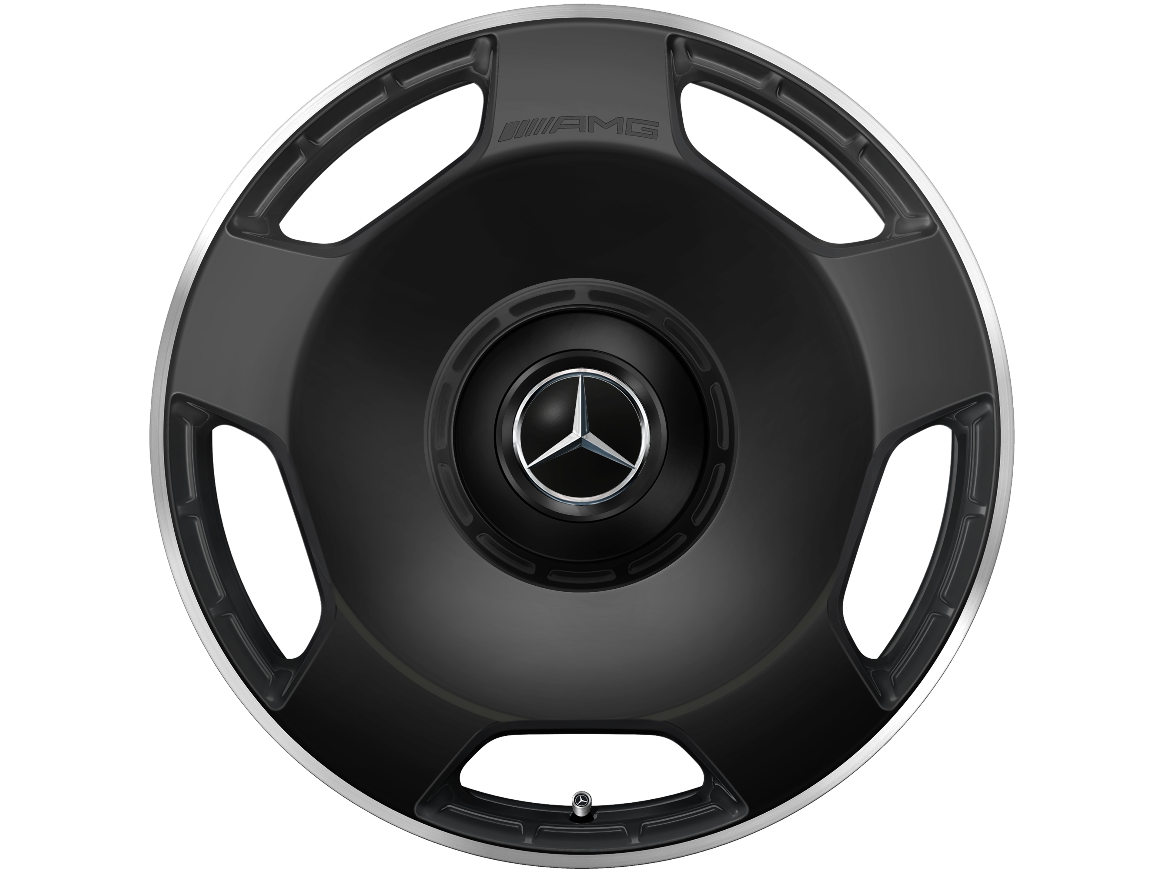 Gesmede AMG-velg in vijfgaats design, 53,3 cm (21 inch), Velgrand glanzend - 10 J x 21 ET 30, Matzwart, wielrand glanzend