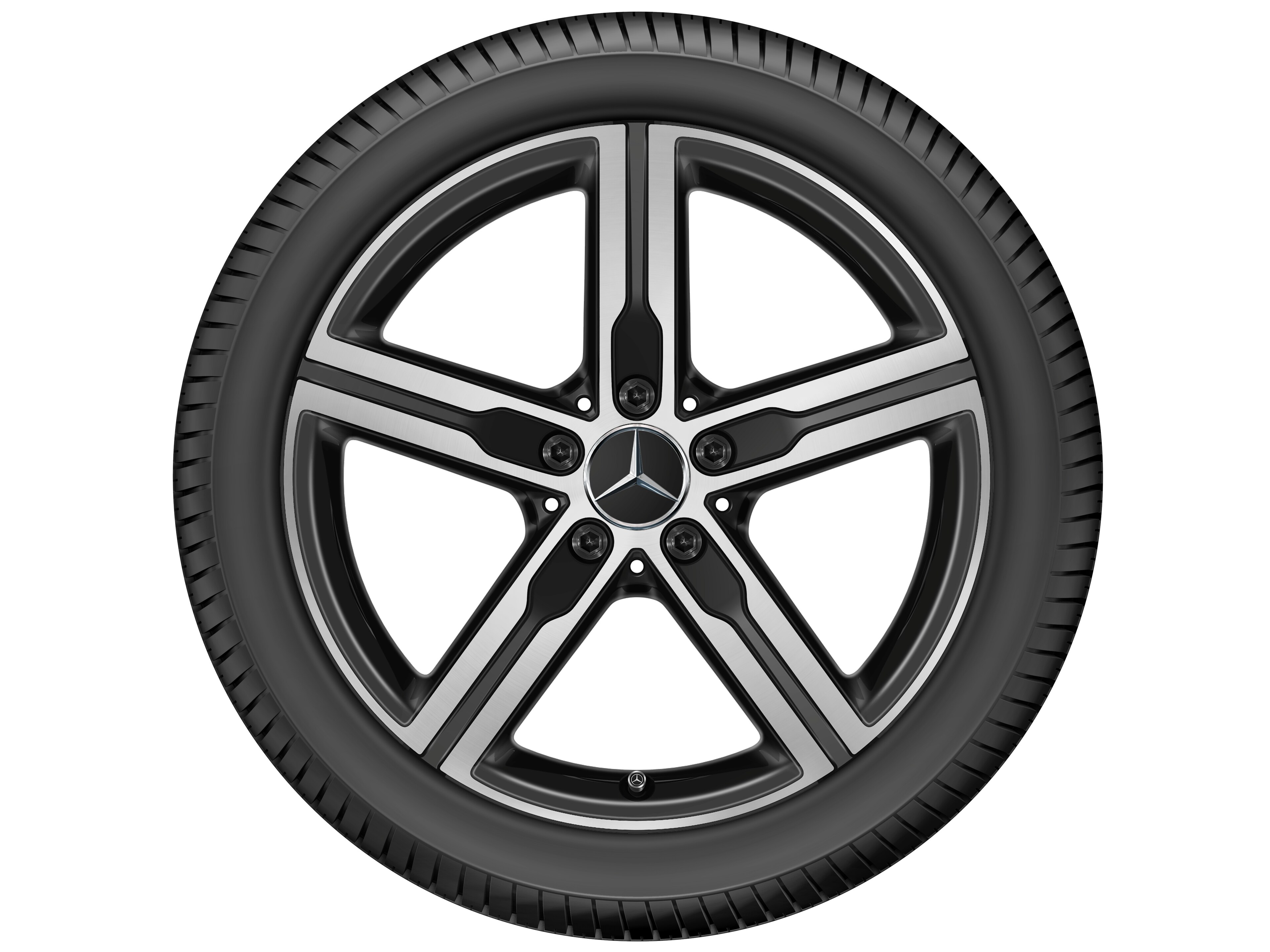 5-spaaks wiel, 45,7 cm (18 inch), glanzend gepolijst - 7,5 J x 18 ET 49, Matzwart, glanzend gepolijst