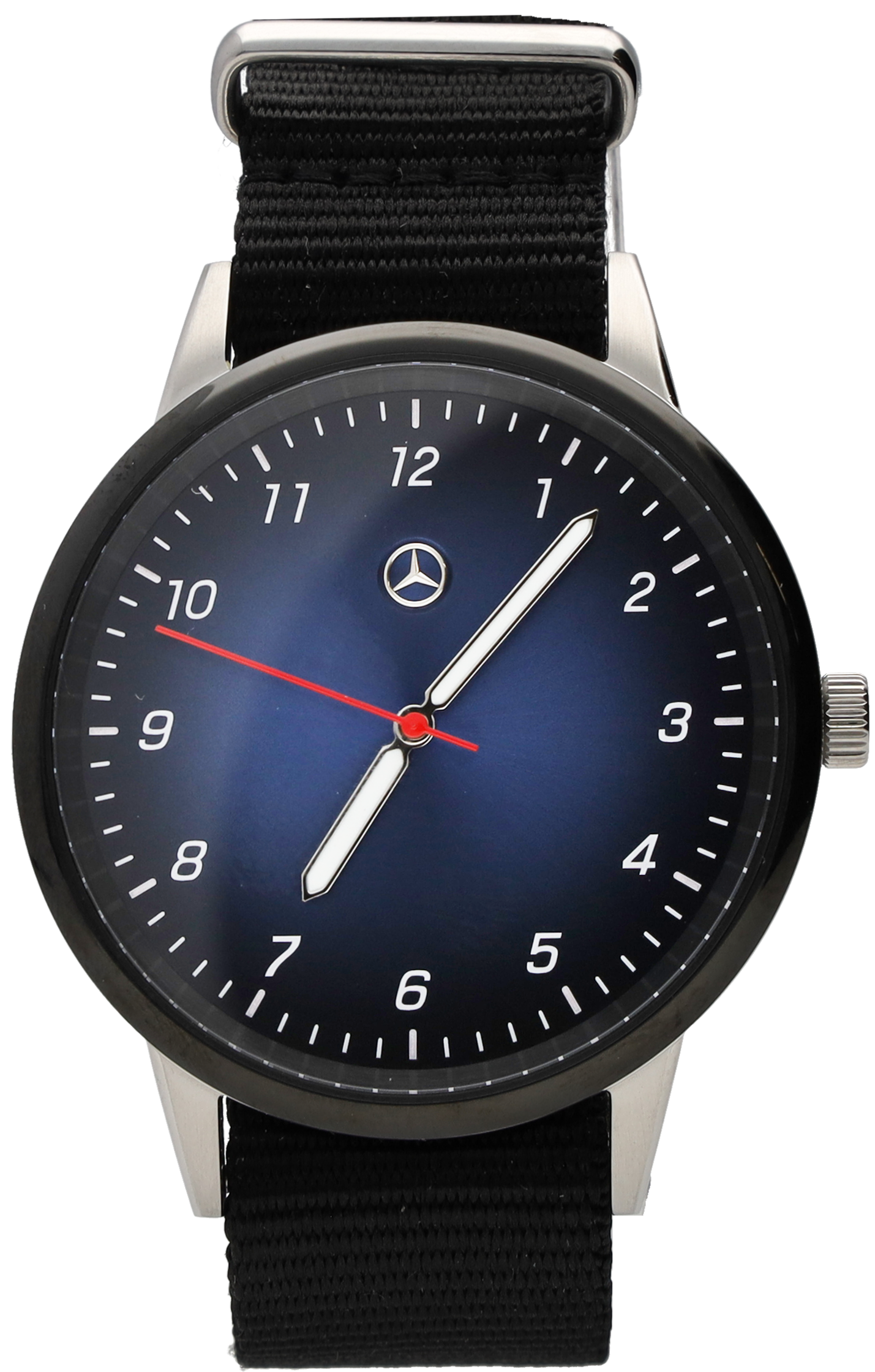 Horloge heren - zwart / blauw / zilverkleurig, edelstaal / nylon