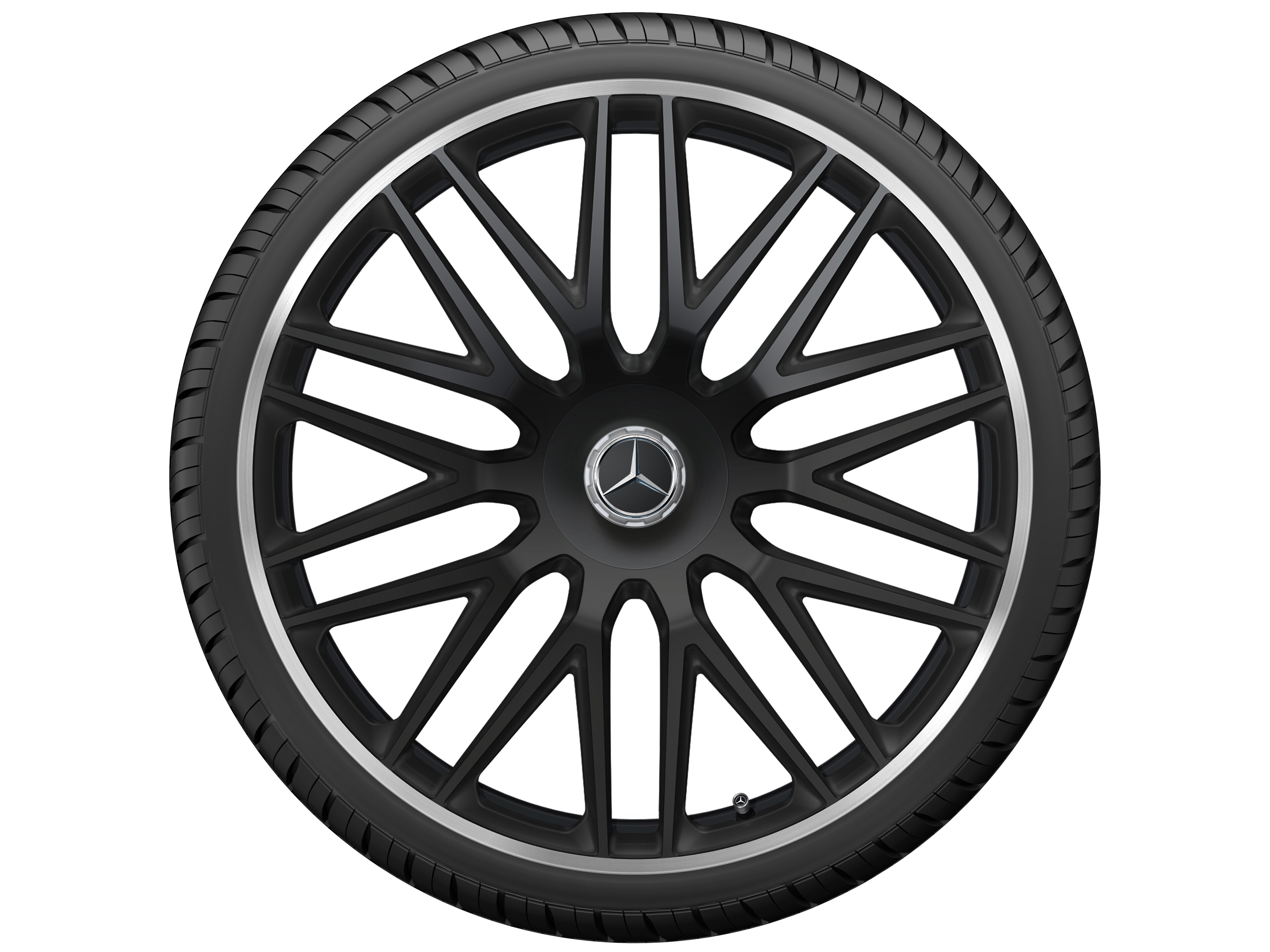 Multispaaks gesmede AMG-velg, 58,4 cm (23 inch), Velgrand glanzend - 11,5 J x 23 ET 47, Matzwart, wielrand glanzend