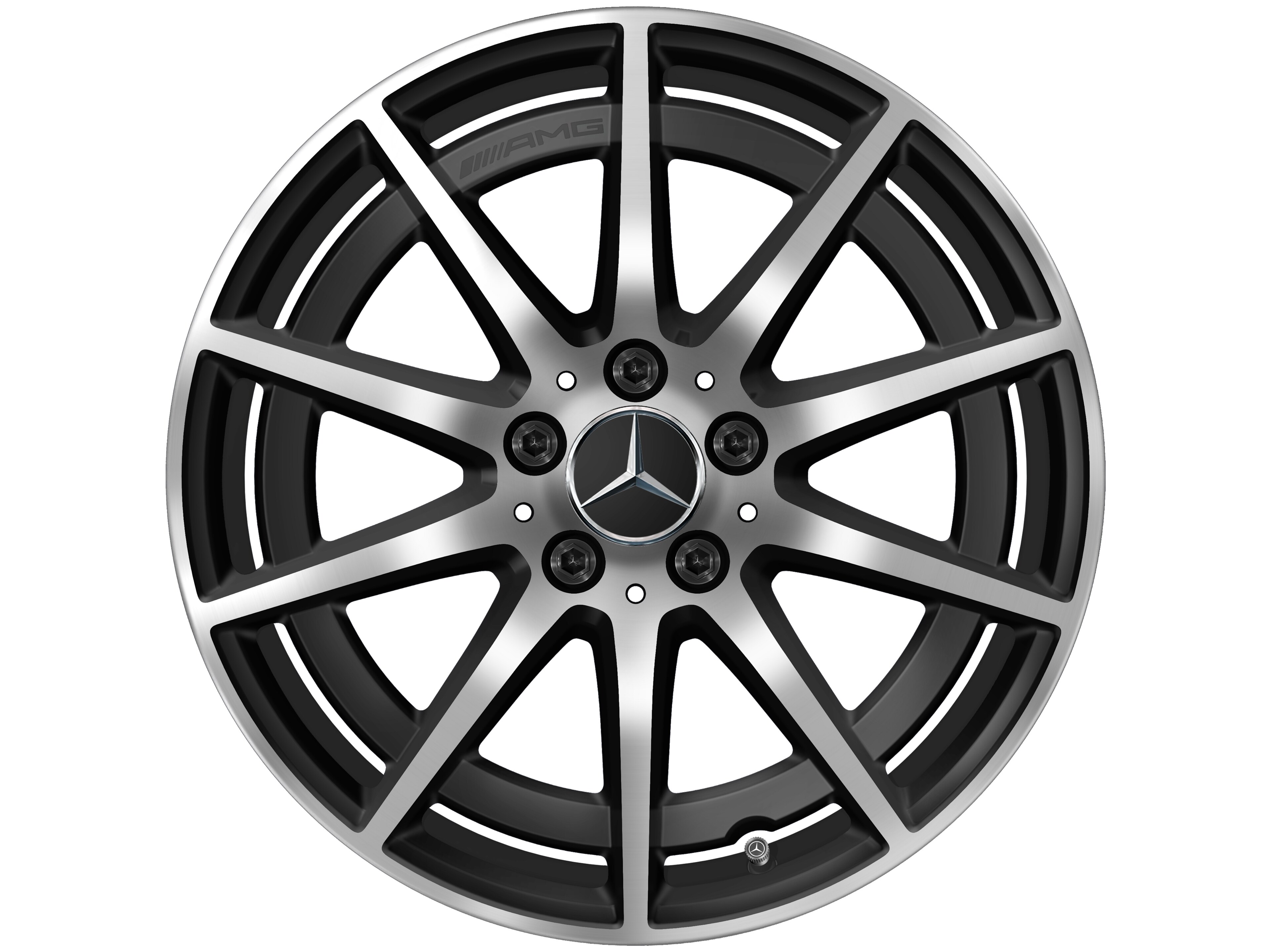 Tienspaaks AMG-wiel, 45,7 cm (18 inch) - 8,5 J x 18 ET 46, Matzwart, glanzend gepolijst