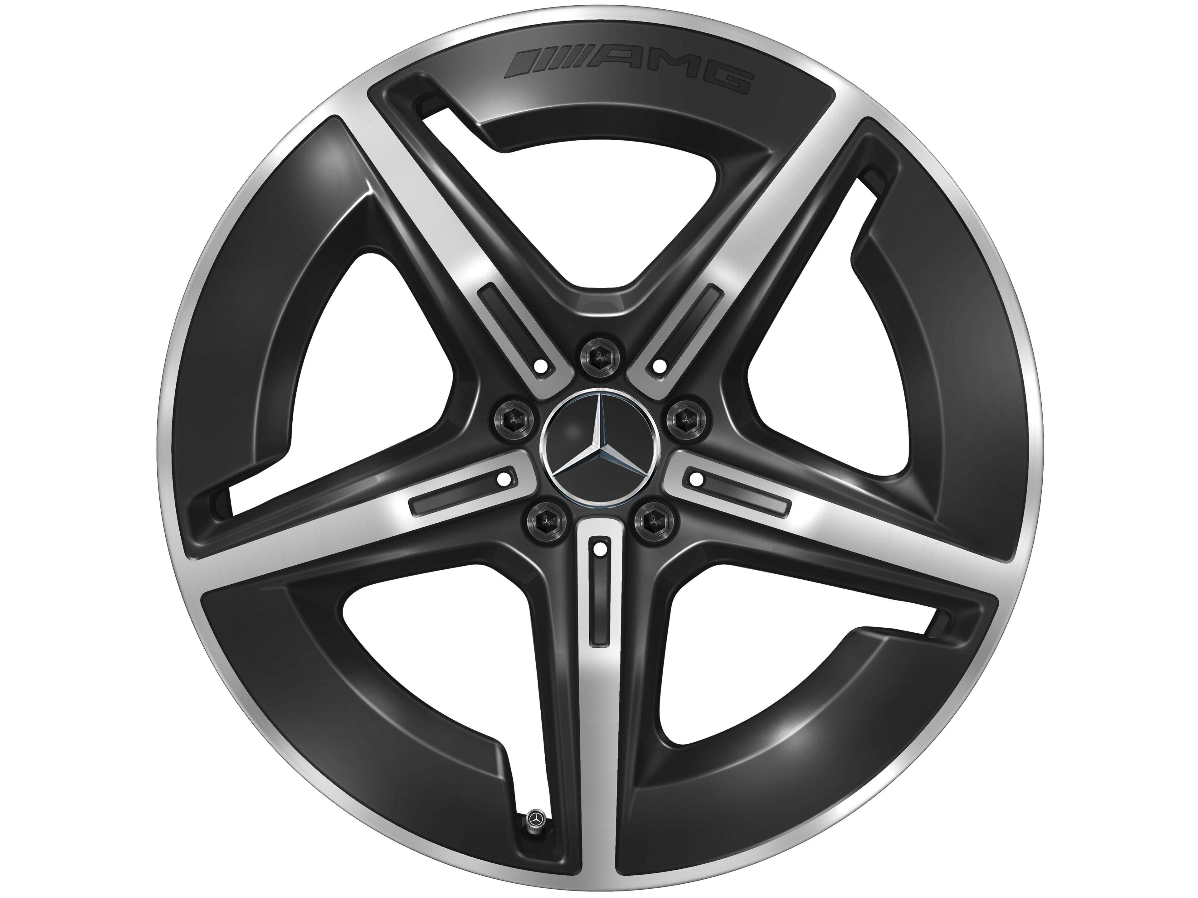 Lichtmetalen AMG-velg, in 5-spaaks design, 50,8 cm (20 inch), aerodynamisch geoptimaliseerd - 8 J x 20 ET 32,7, zwart, glanzend gepolijst