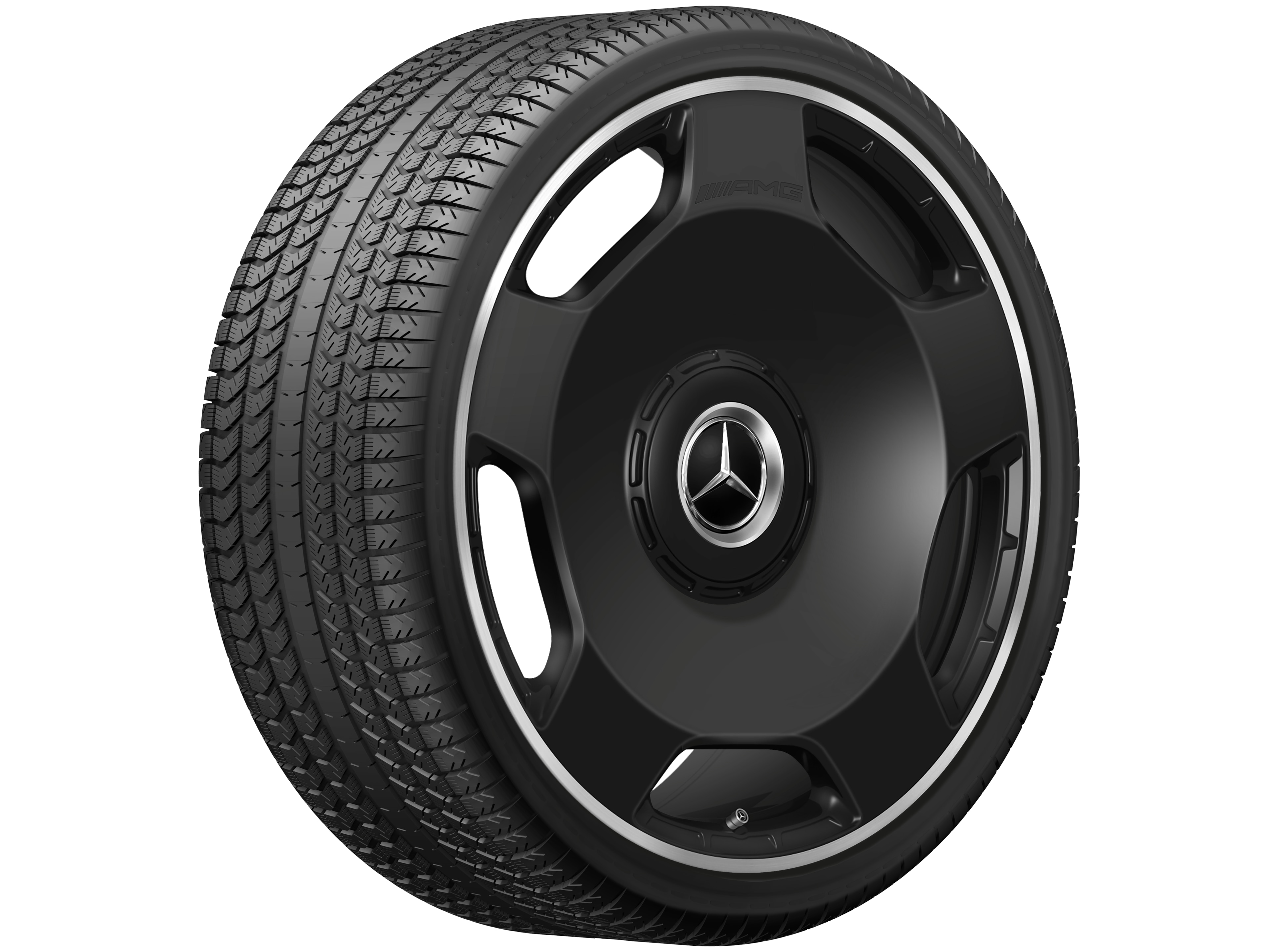 Gesmede AMG-velg in vijfgaats design, 58,4 cm (23 inch), Velgrand glanzend - 10 J x 23 ET 45, Matzwart, wielrand glanzend
