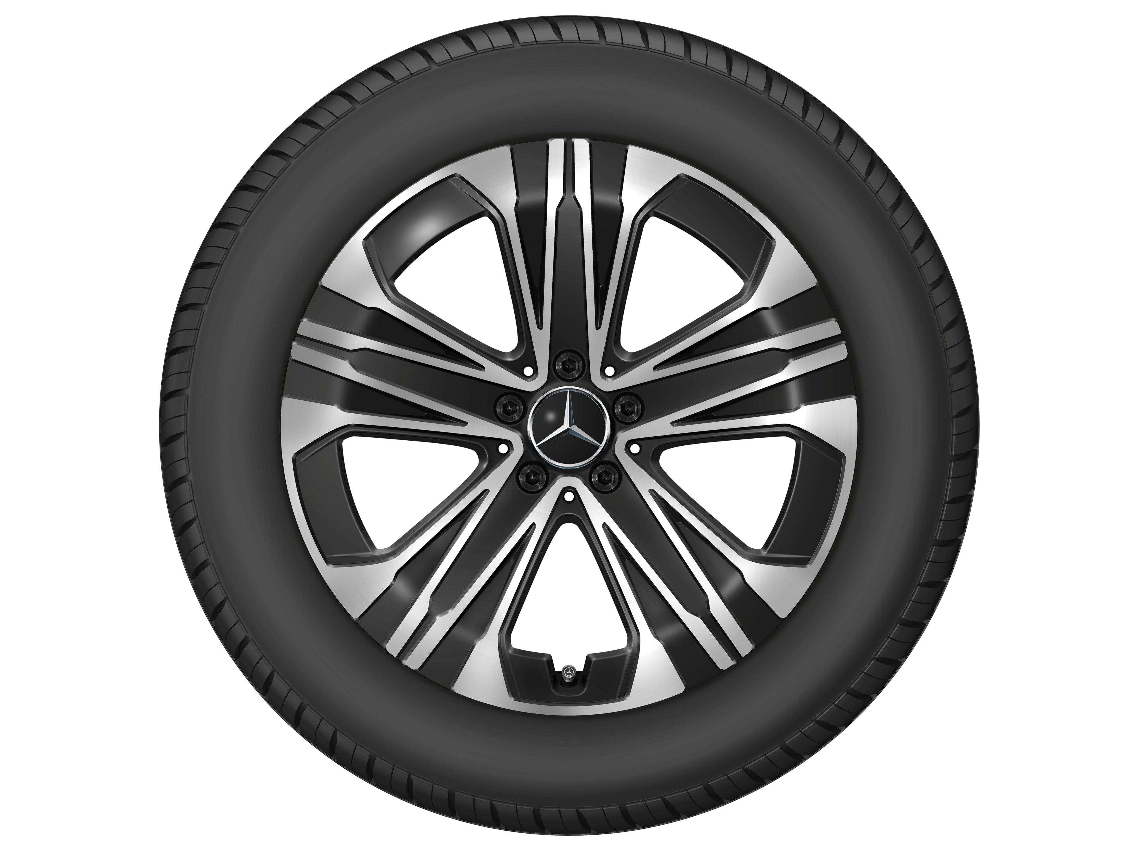 Vijf-dubbelspaaks velg, 48,3 cm (19 inch) - 7,5 J x 19 ET 47, zwart, glanzend gepolijst