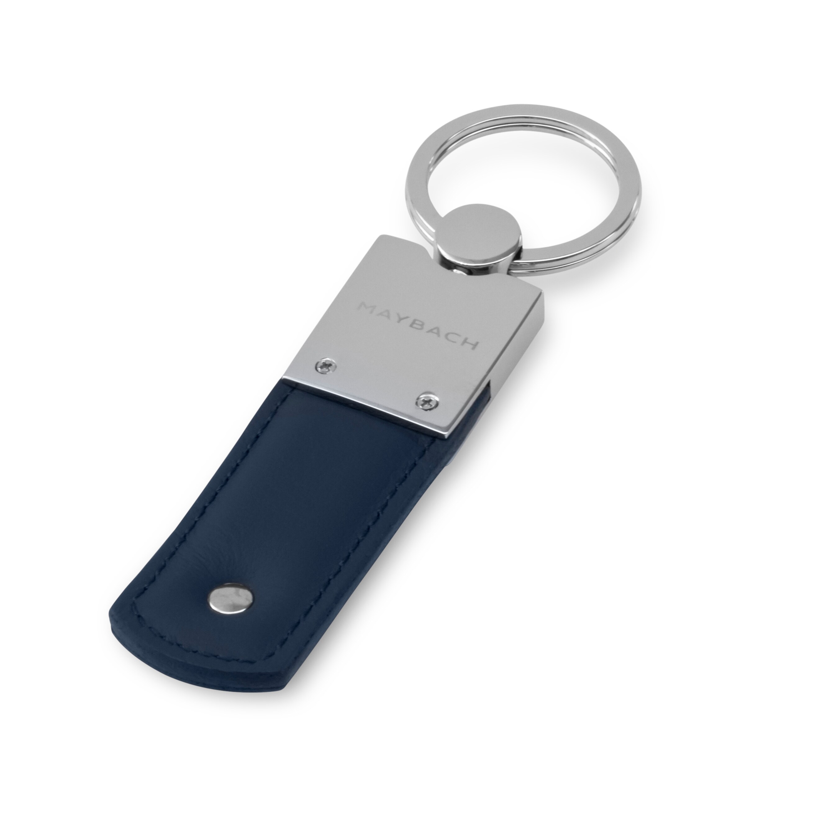 Sleutelhanger, Mercedes-Maybach, blauw - blauw / zilverkleurig, Leder / edelstaal