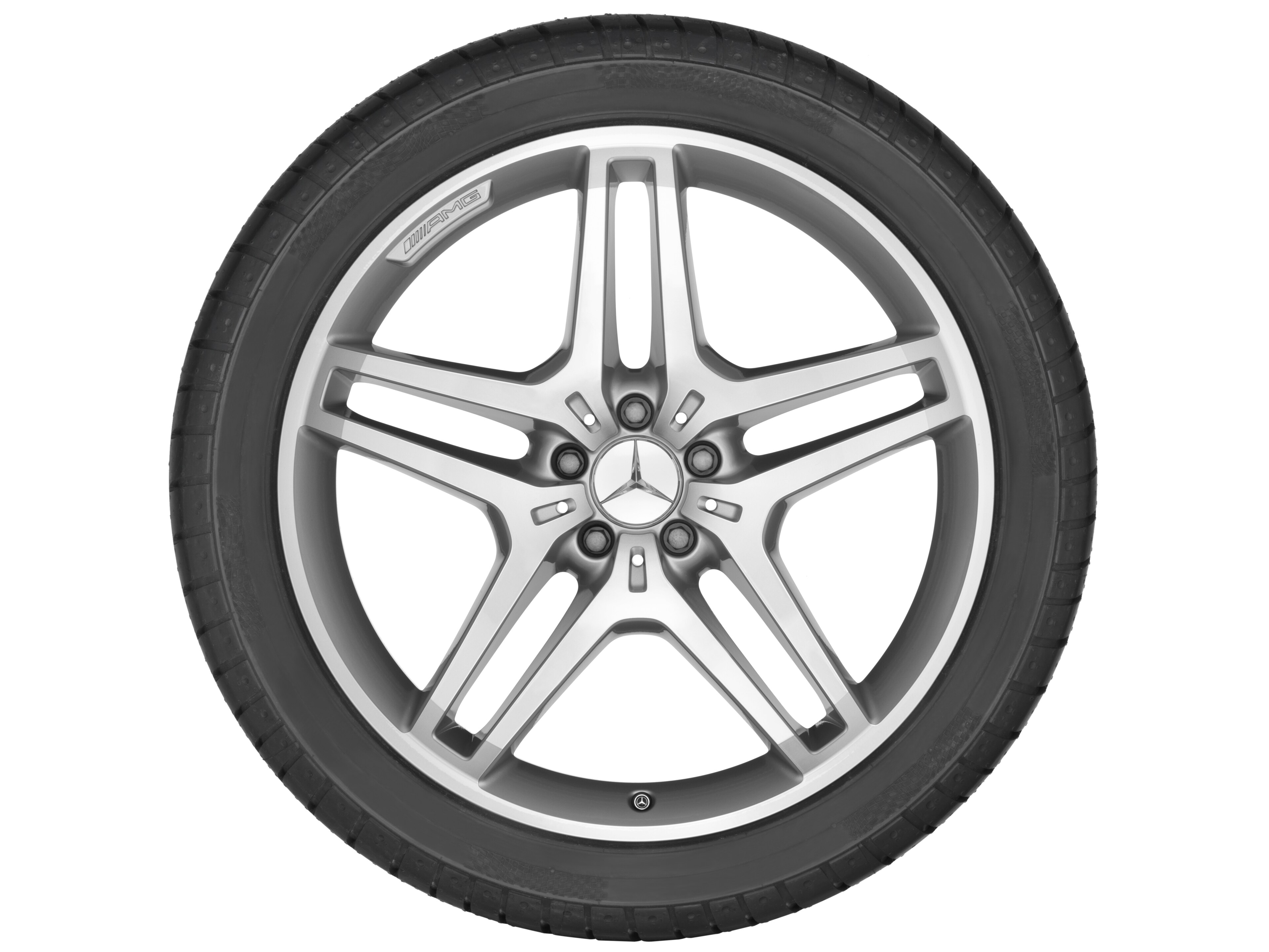 Vijf-dubbelspaaks AMG-wiel, 53,3 cm (21 inch) - 9 J x 21 ET 53, zilverkleurig, glanzend gepolijst