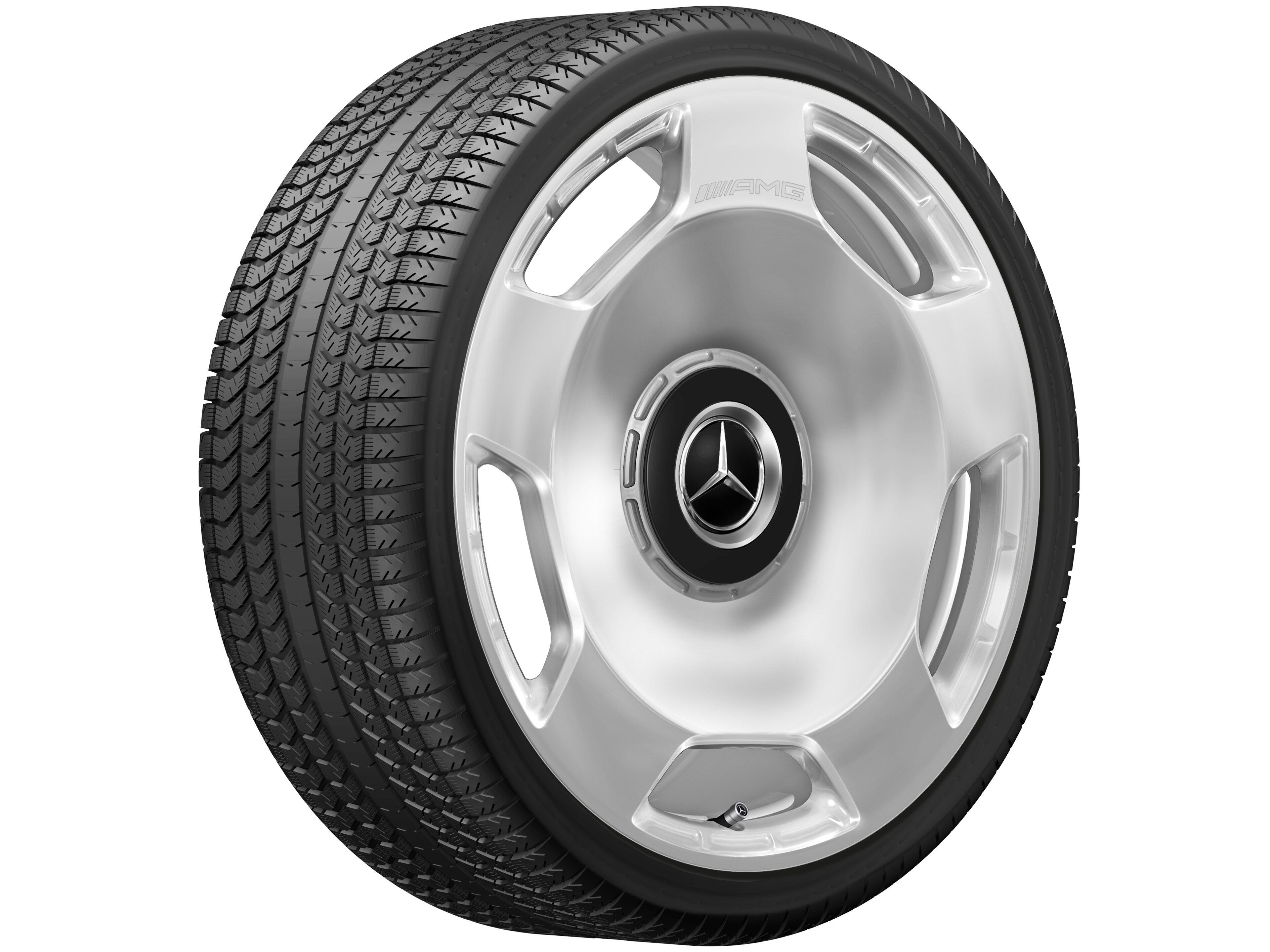 Gesmede AMG-velg in vijfgaats design, 58,4 cm (23 inch) - 11,5 J x 23 ET 47, zilverkleurig, hoogglanzend gepolijst
