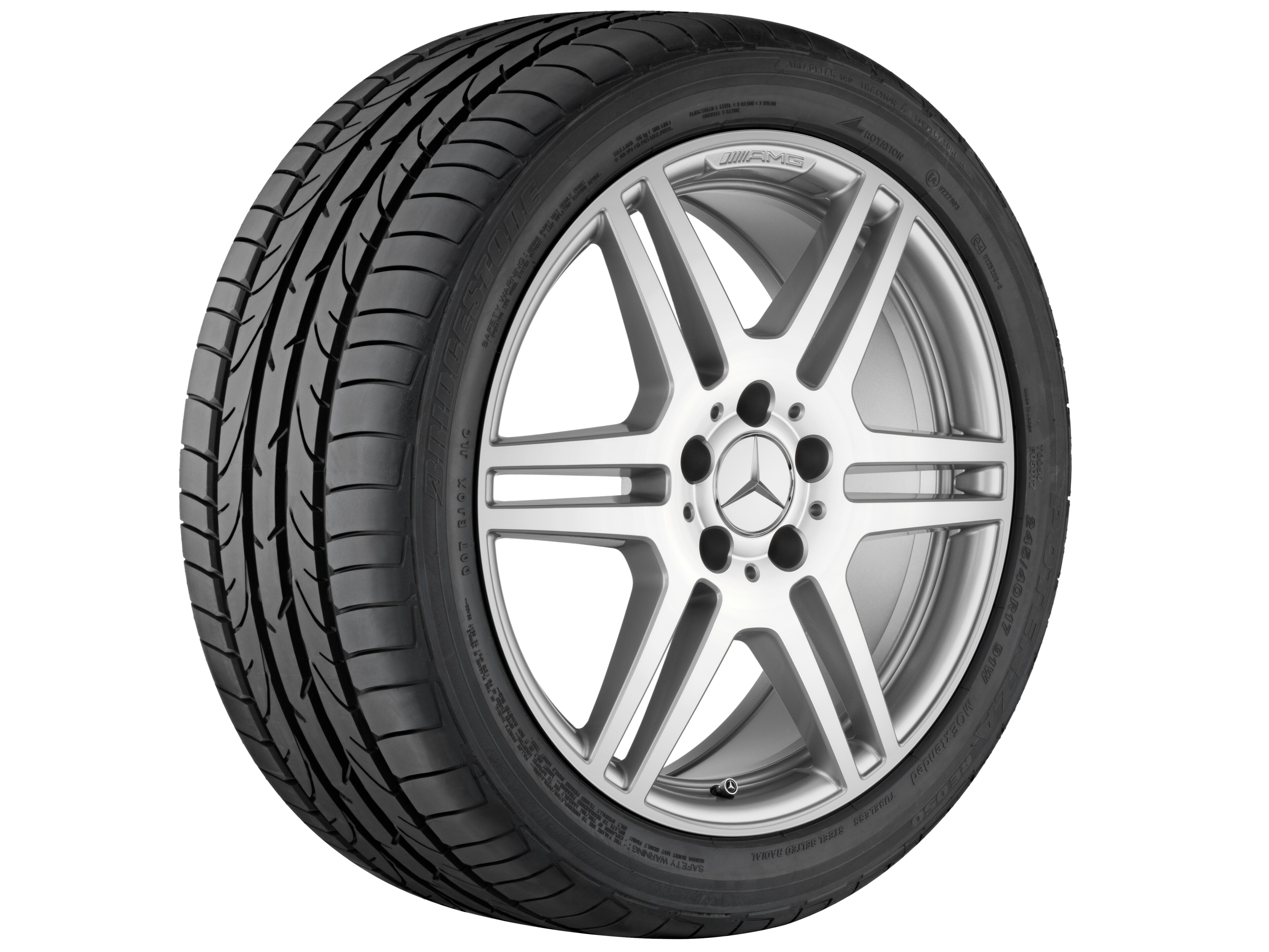 Zes-dubbelspaaks AMG-wiel, 45,7 cm (18 inch) - 8,5 J x 18 ET 48, zilverkleurig, glanzend gepolijst