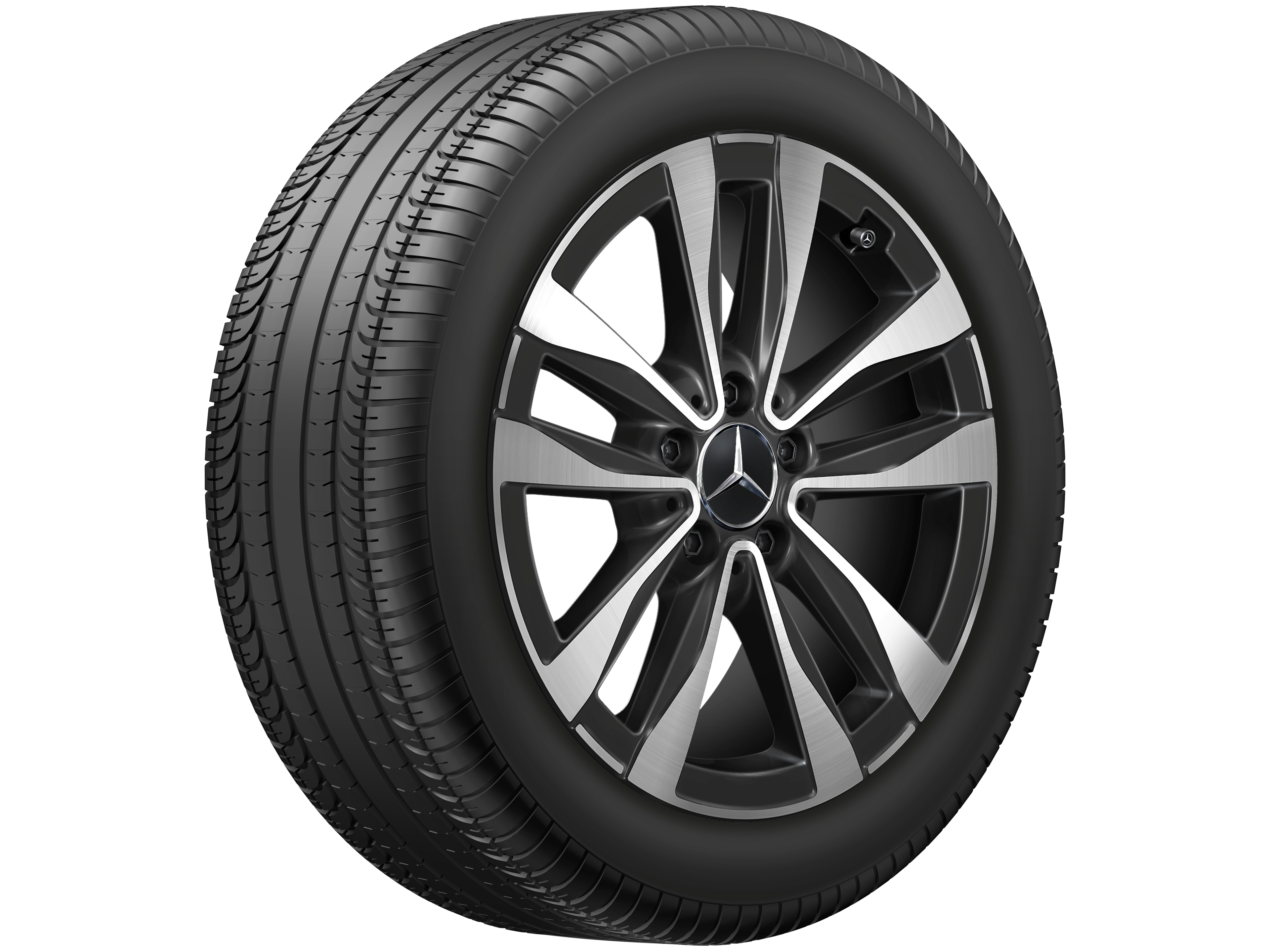 Vijf-dubbelspaaks wiel, Aero, 43,2 cm (17 inch), glanzend gepolijst - 8 J x 17 ET 49,5, zwart, glanzend gepolijst