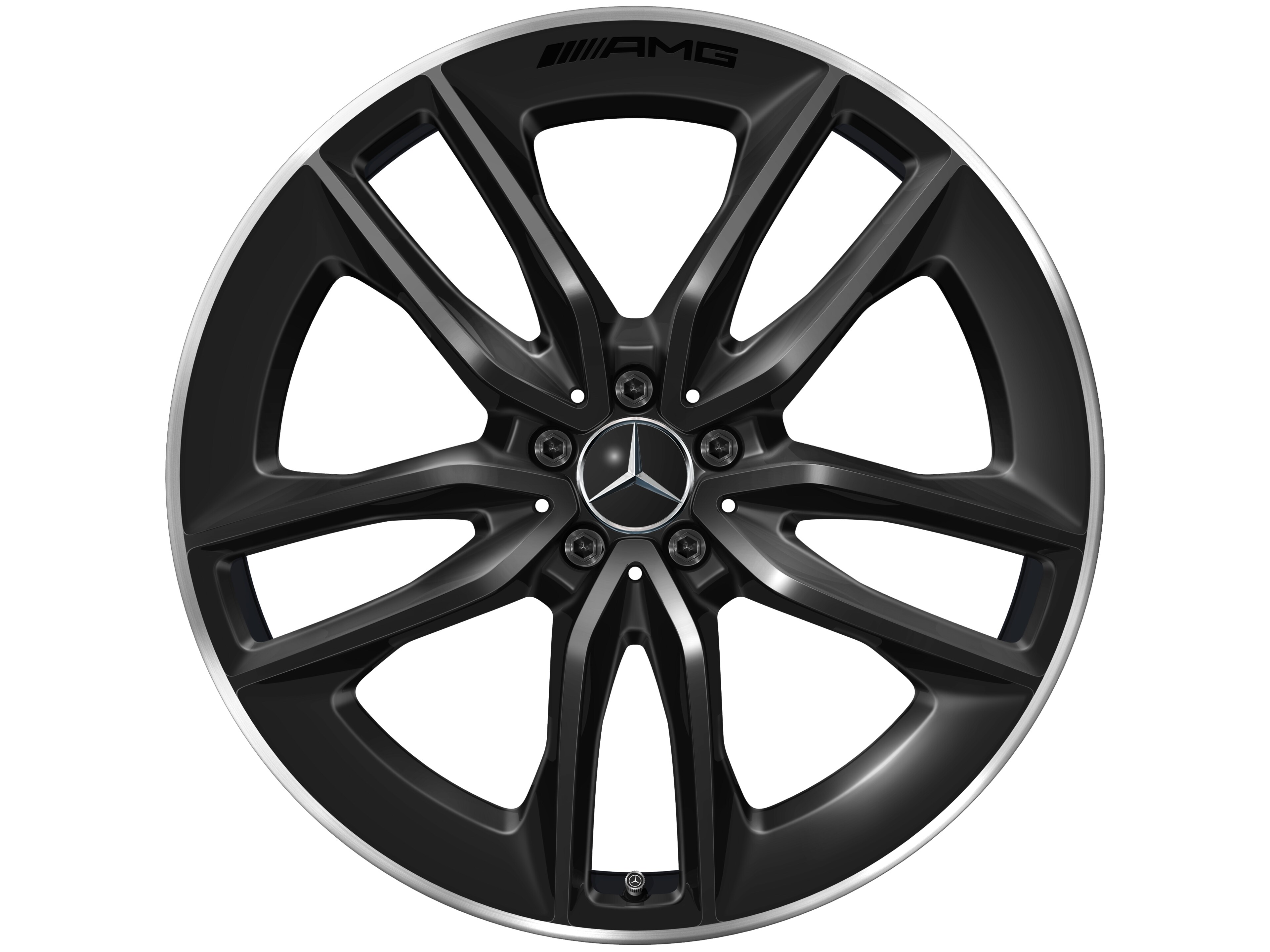 Vijf-dubbelspaaks AMG-wiel, 55,9 cm (22 inch), Velgrand glanzend - 10 J x 22 ET 56,1, zwart, wielrand glanzend