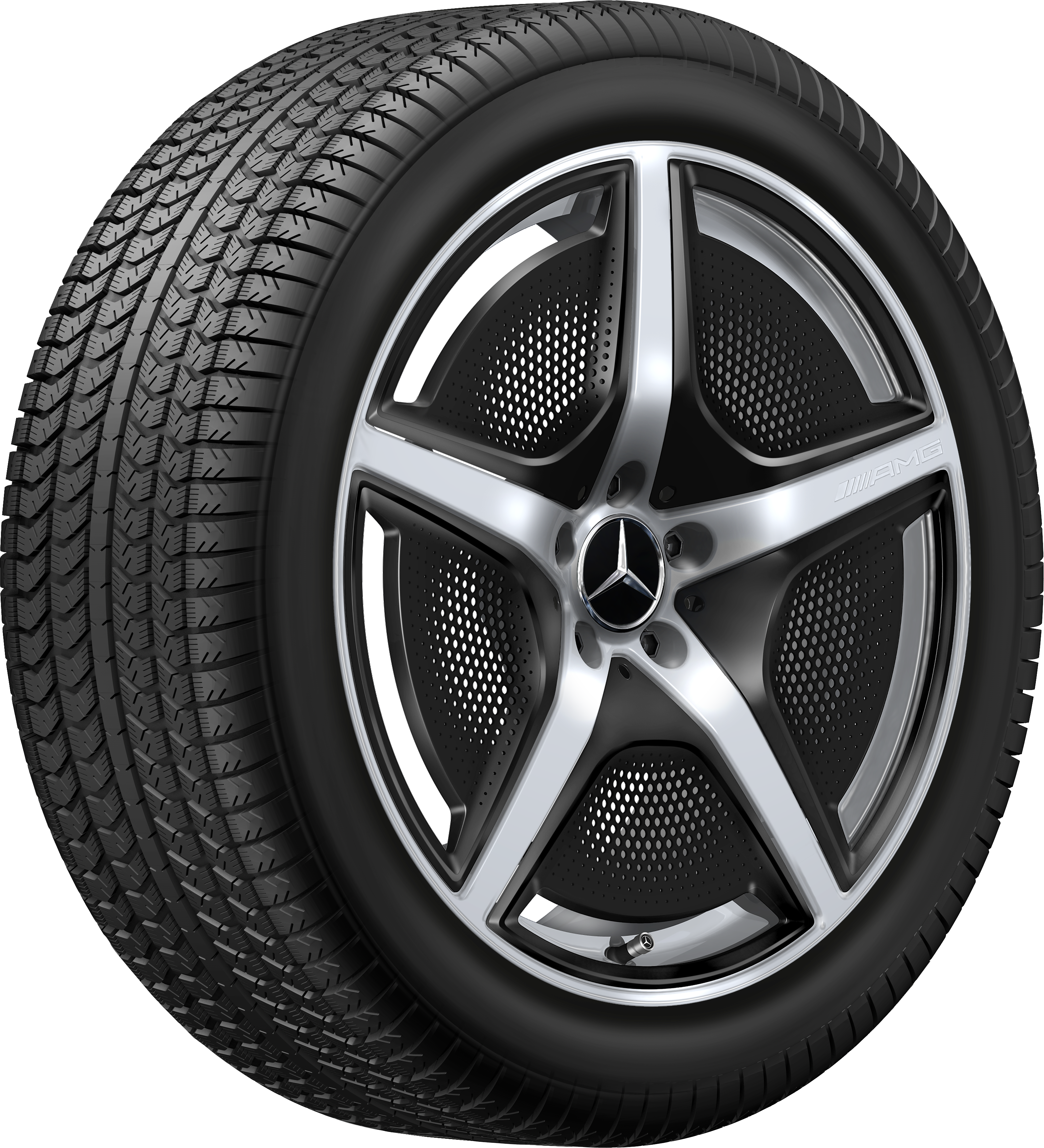Vijfspaaks AMG-wiel, 50,8 cm (20 inch) - 10 J x 20 ET 66, Vanadiumzilver, hoogglanzend